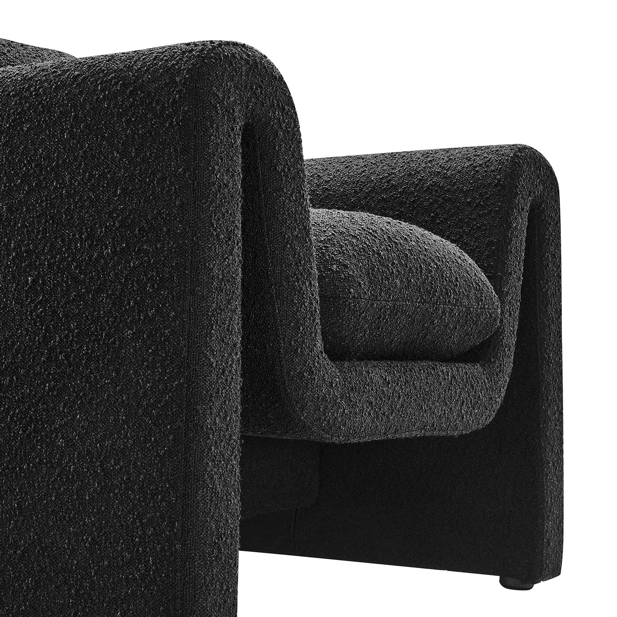 Waverly Boucle Upholstered Armchair, Black