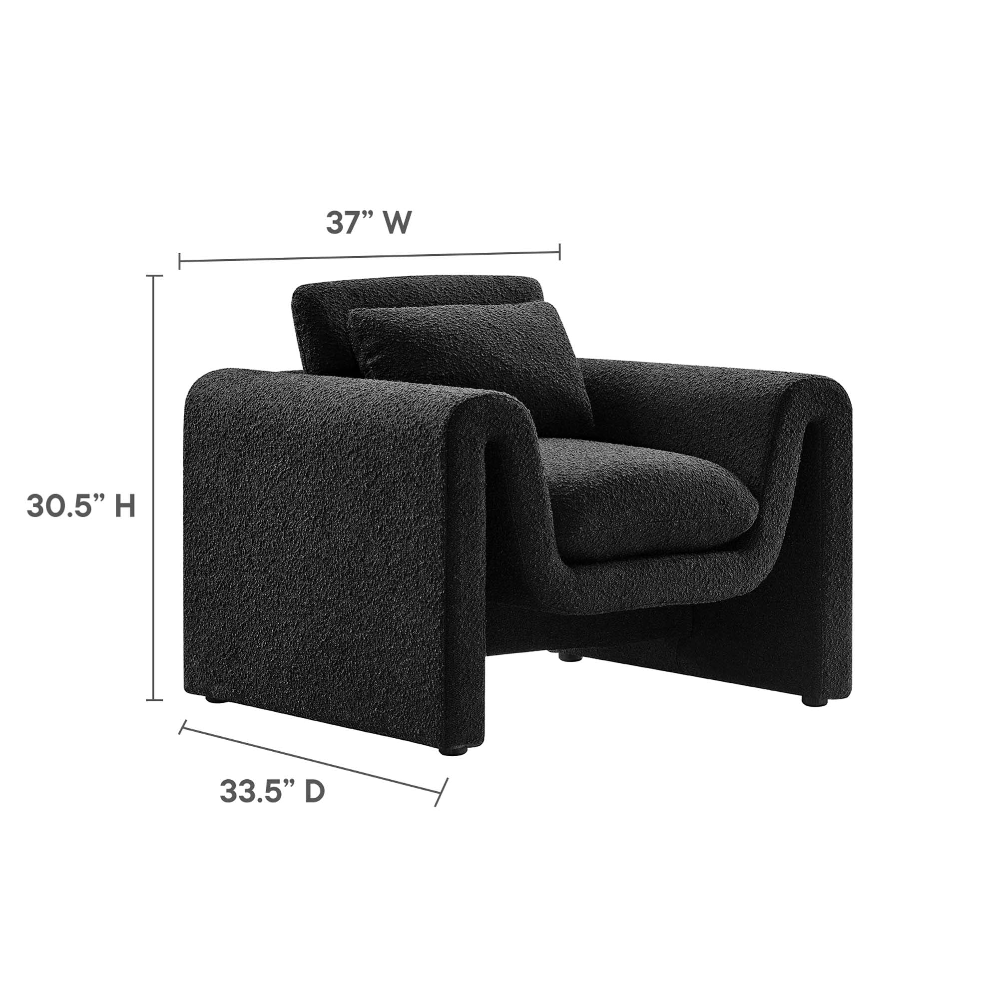 Waverly Boucle Upholstered Armchair, Black
