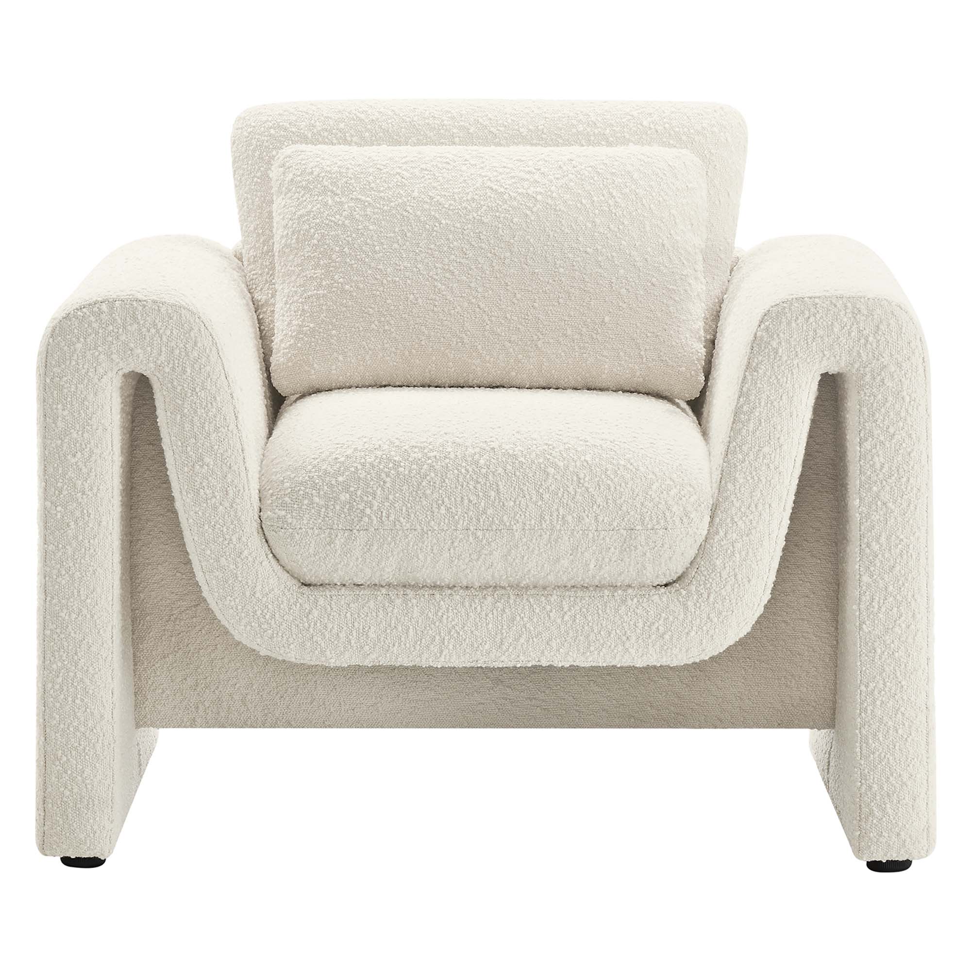 Waverly Boucle Upholstered Armchair, Ivory