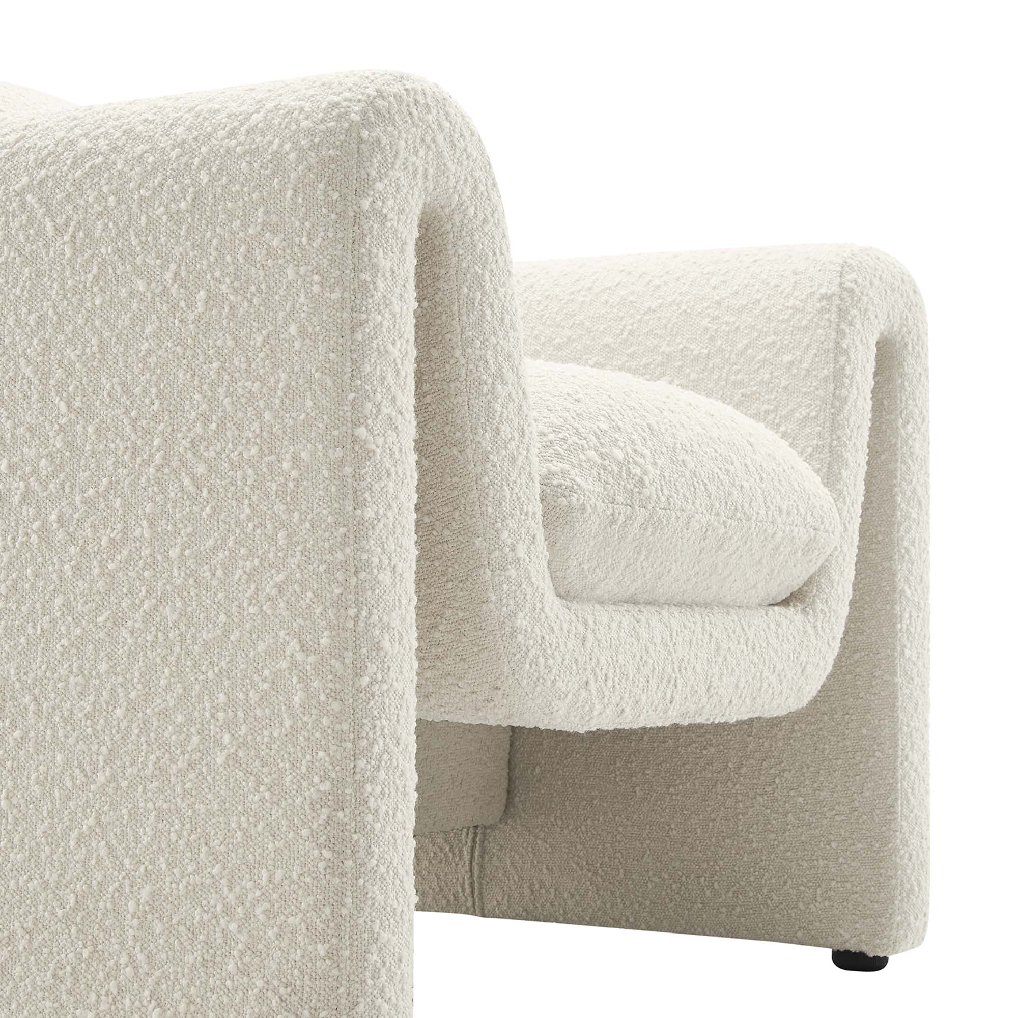 Waverly Boucle Upholstered Armchair, Ivory