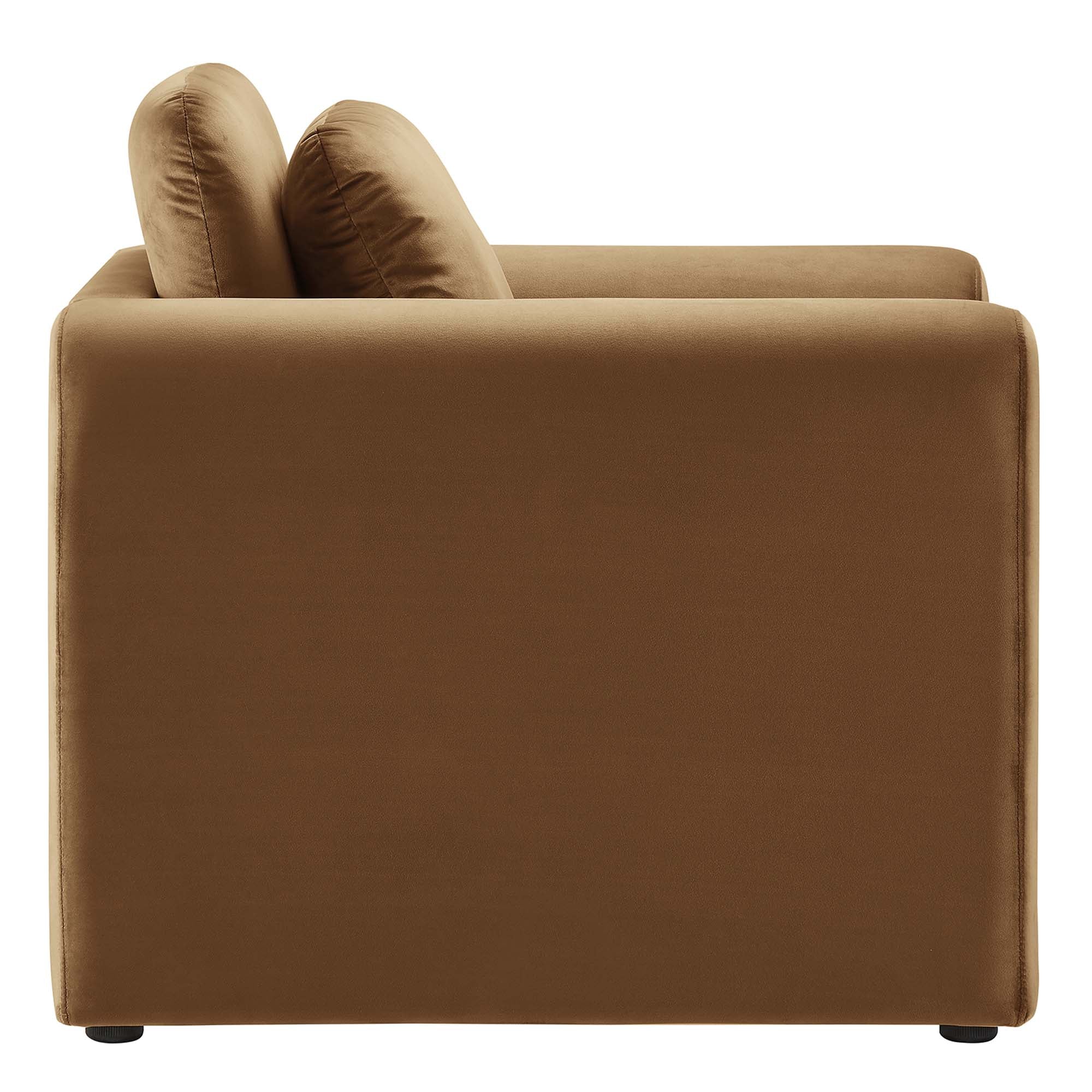 Waverly Performance Velvet Armchair, Brown