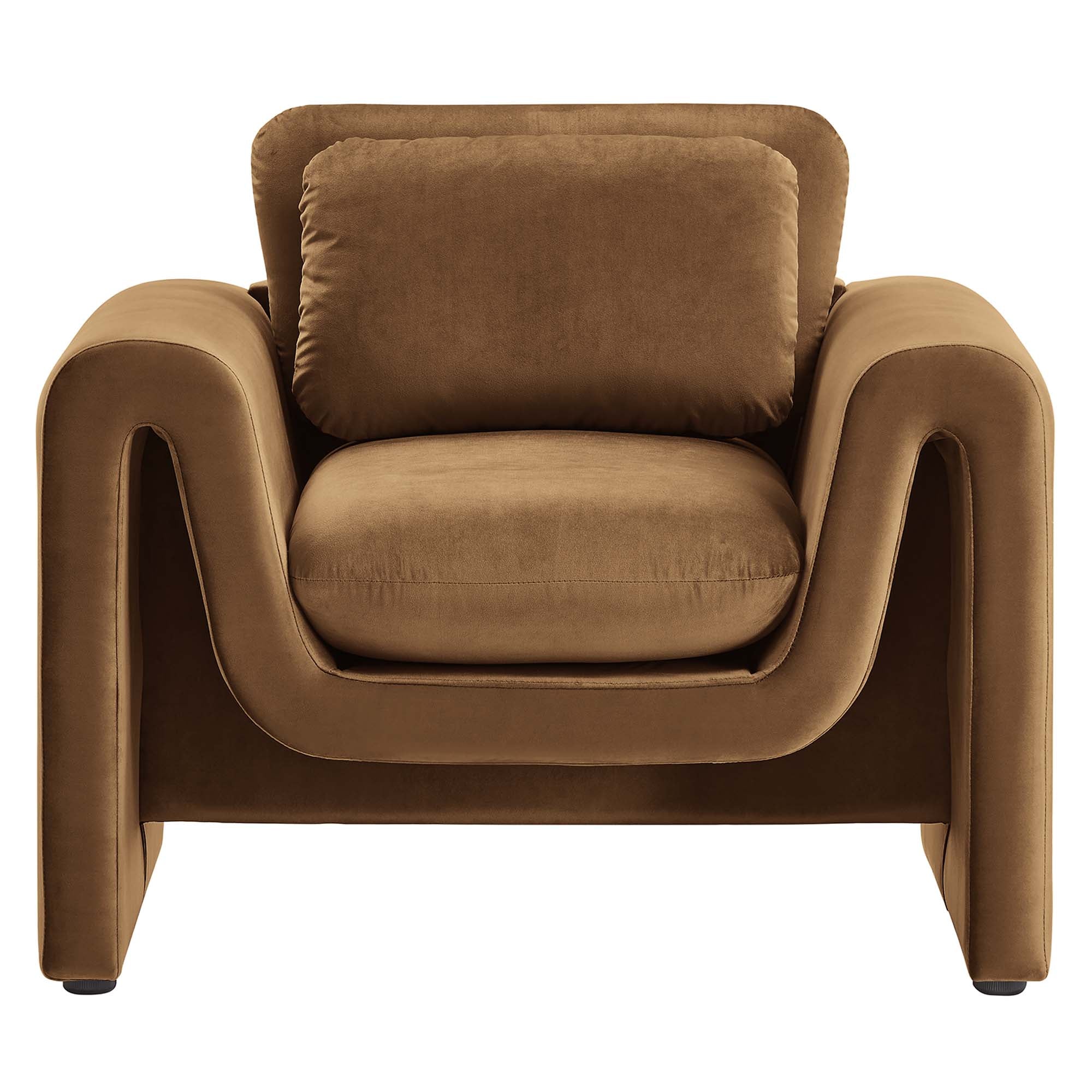 Waverly Performance Velvet Armchair, Brown