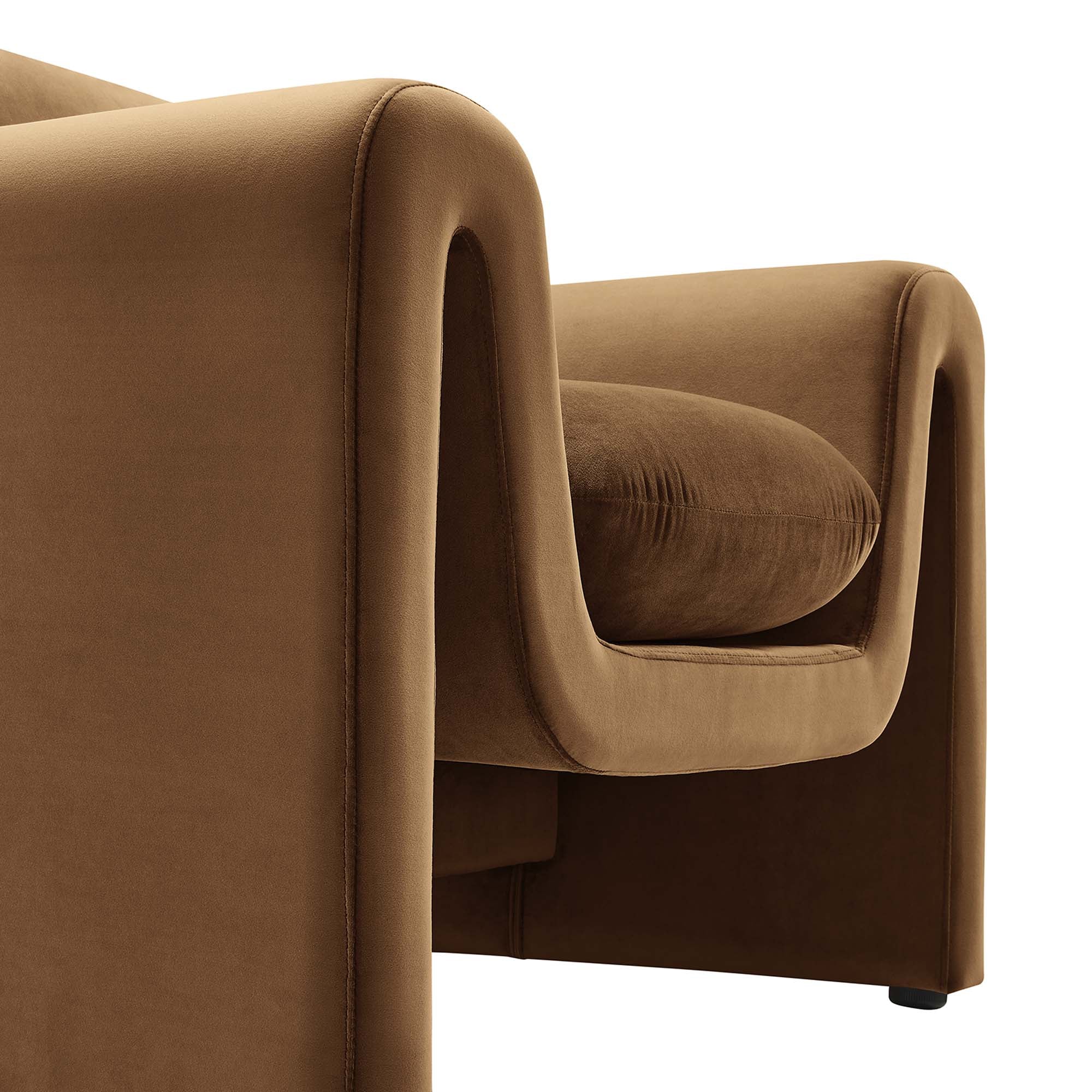 Waverly Performance Velvet Armchair, Brown