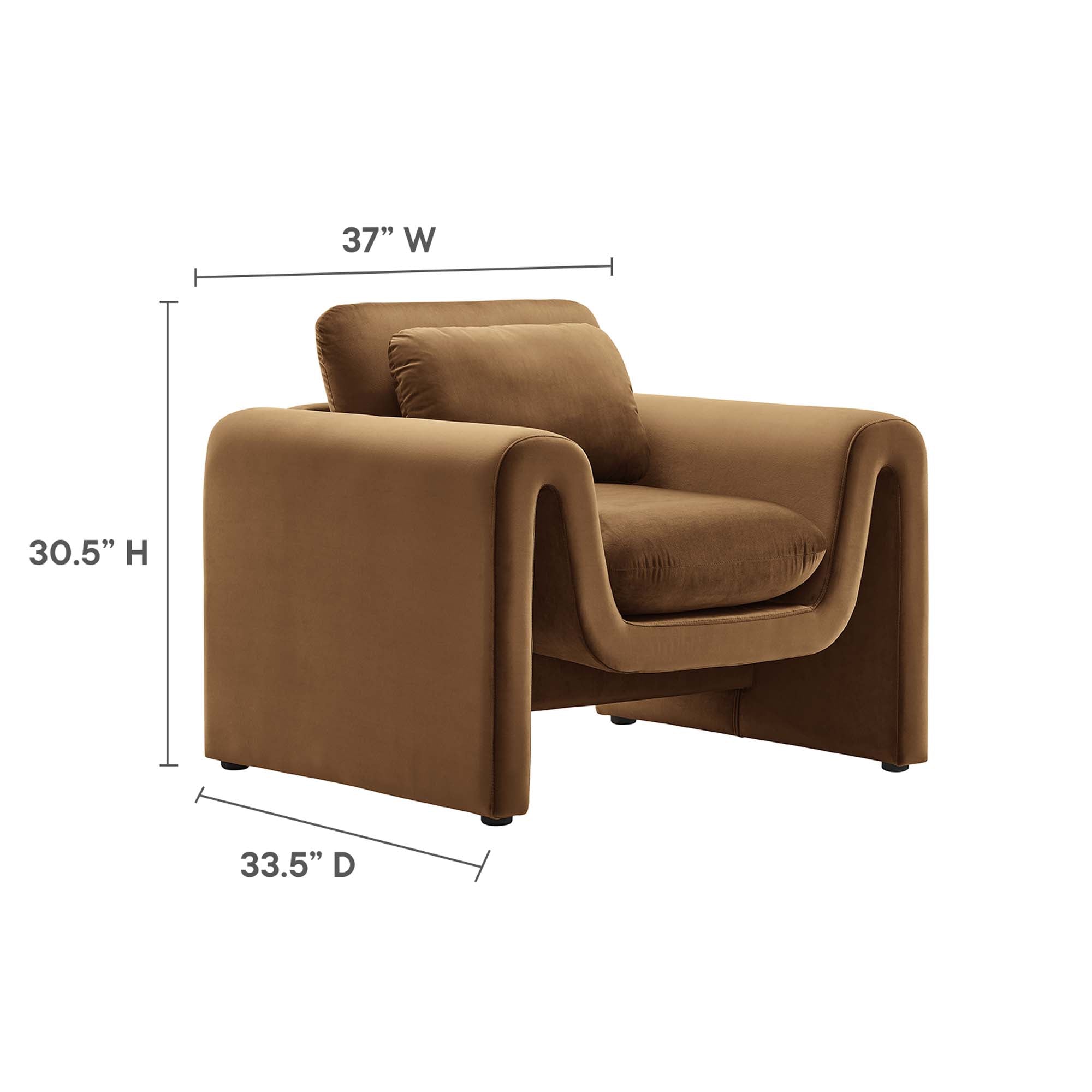 Waverly Performance Velvet Armchair, Brown