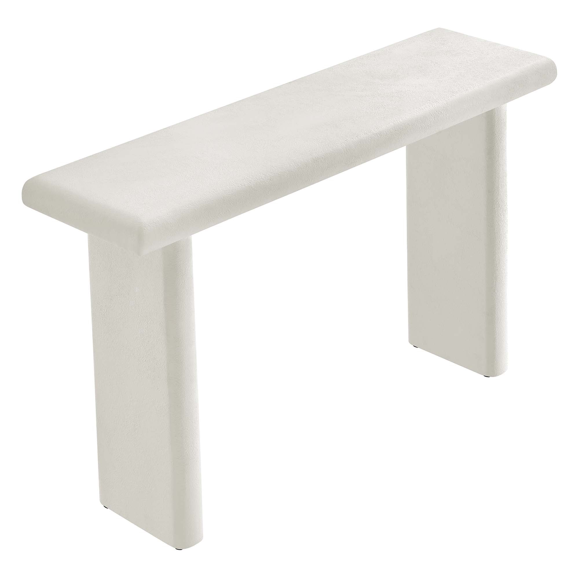 Relic Concrete Textured Console Table, White