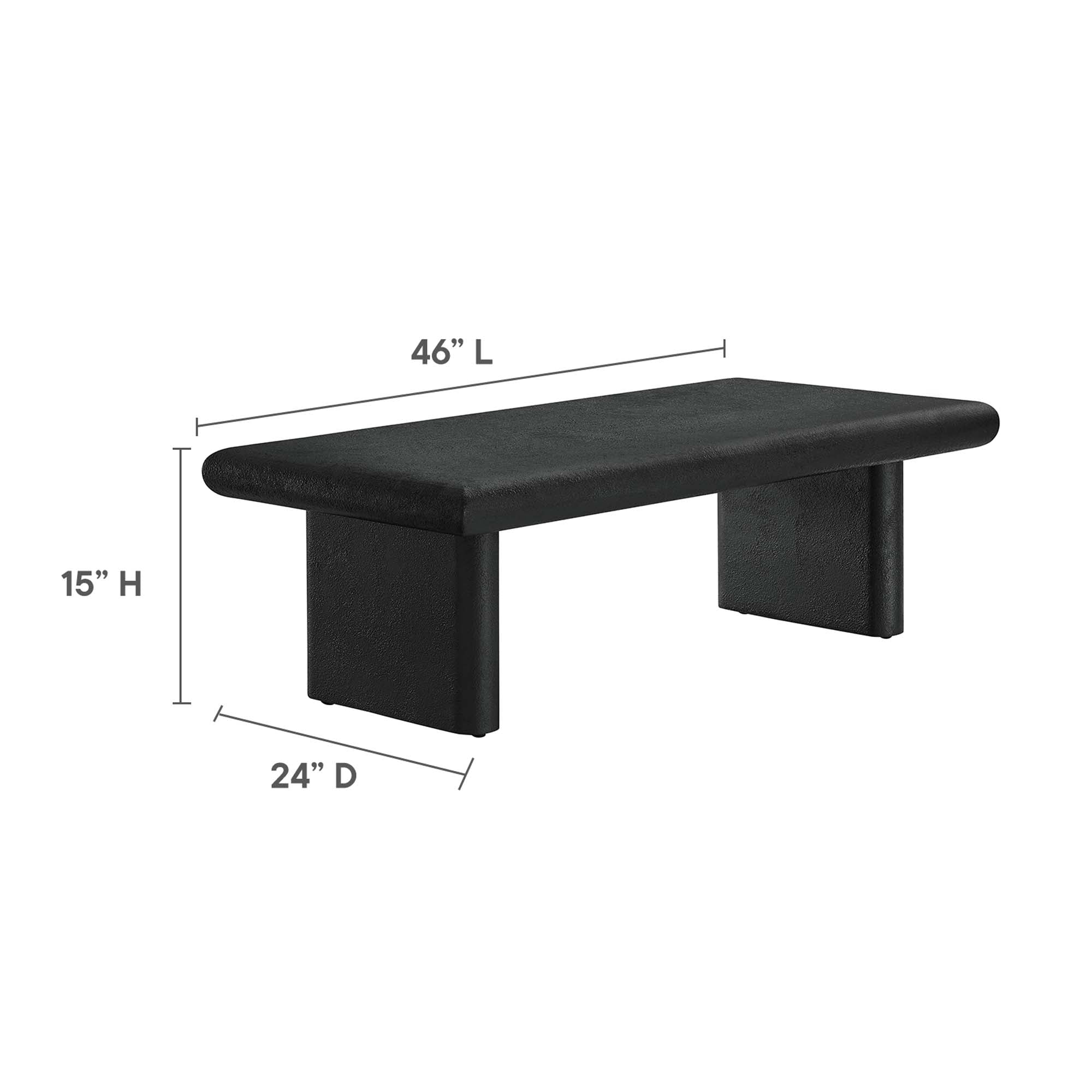 Relic Concrete Textured Coffee Table, Black