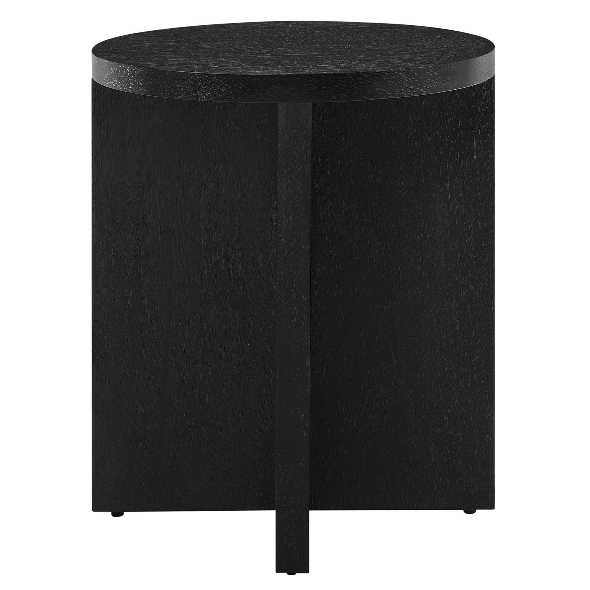 Silas Round Wood Side Table, Black