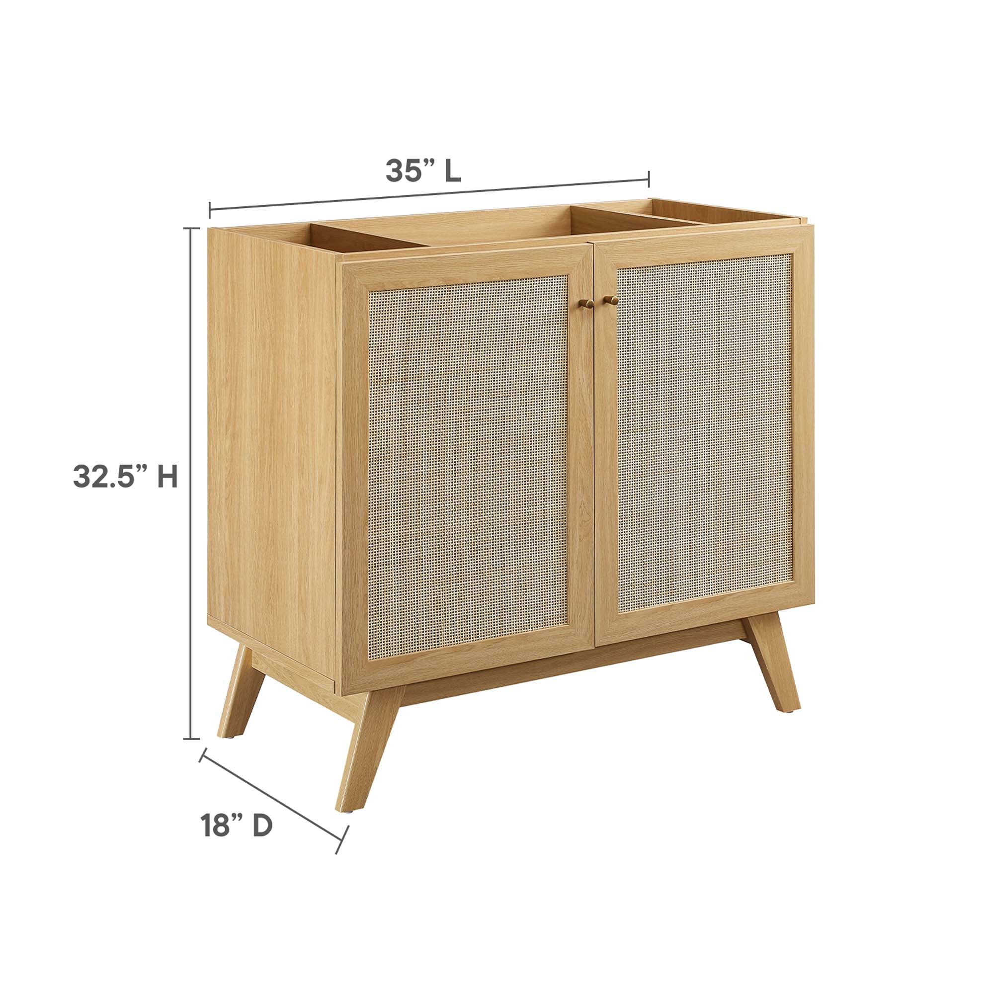Soma 36" Bathroom Vanity Cabinet (Sink Basin Not Included), Oak