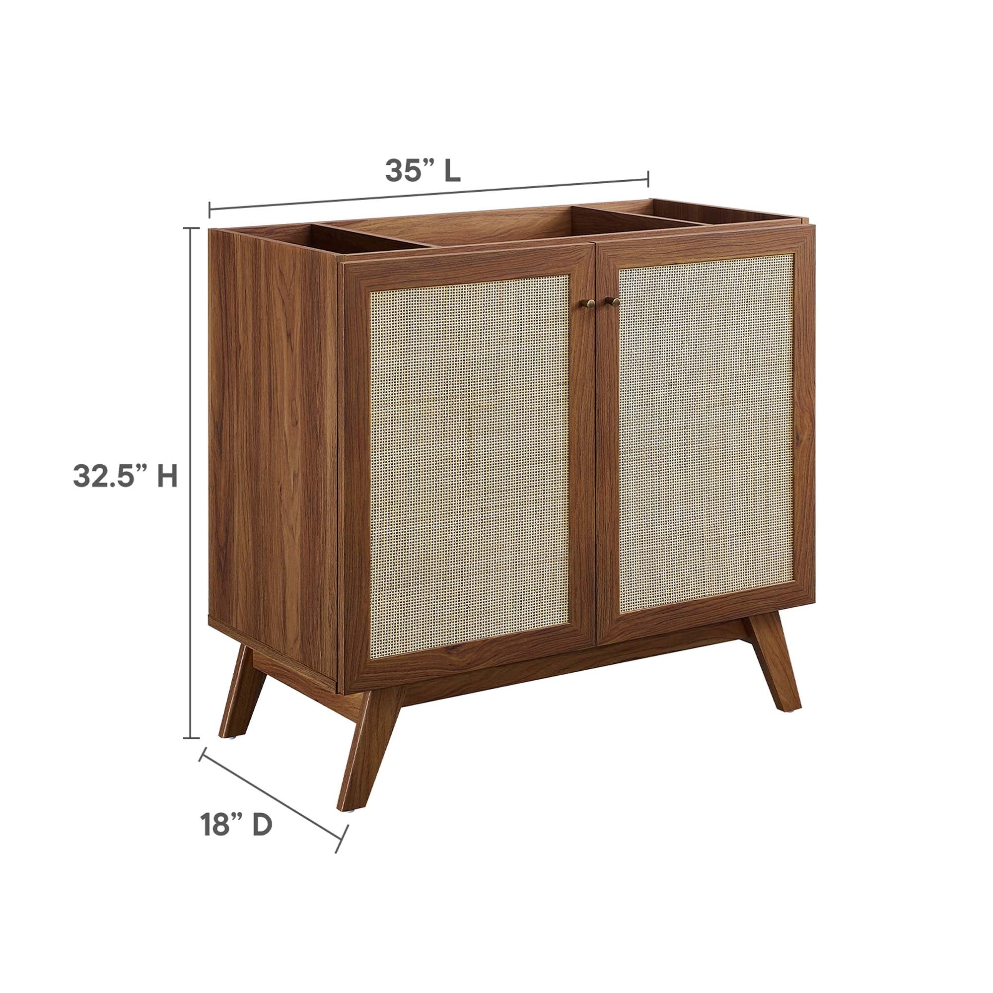 Soma 36" Bathroom Vanity Cabinet (Sink Basin Not Included), Walnut