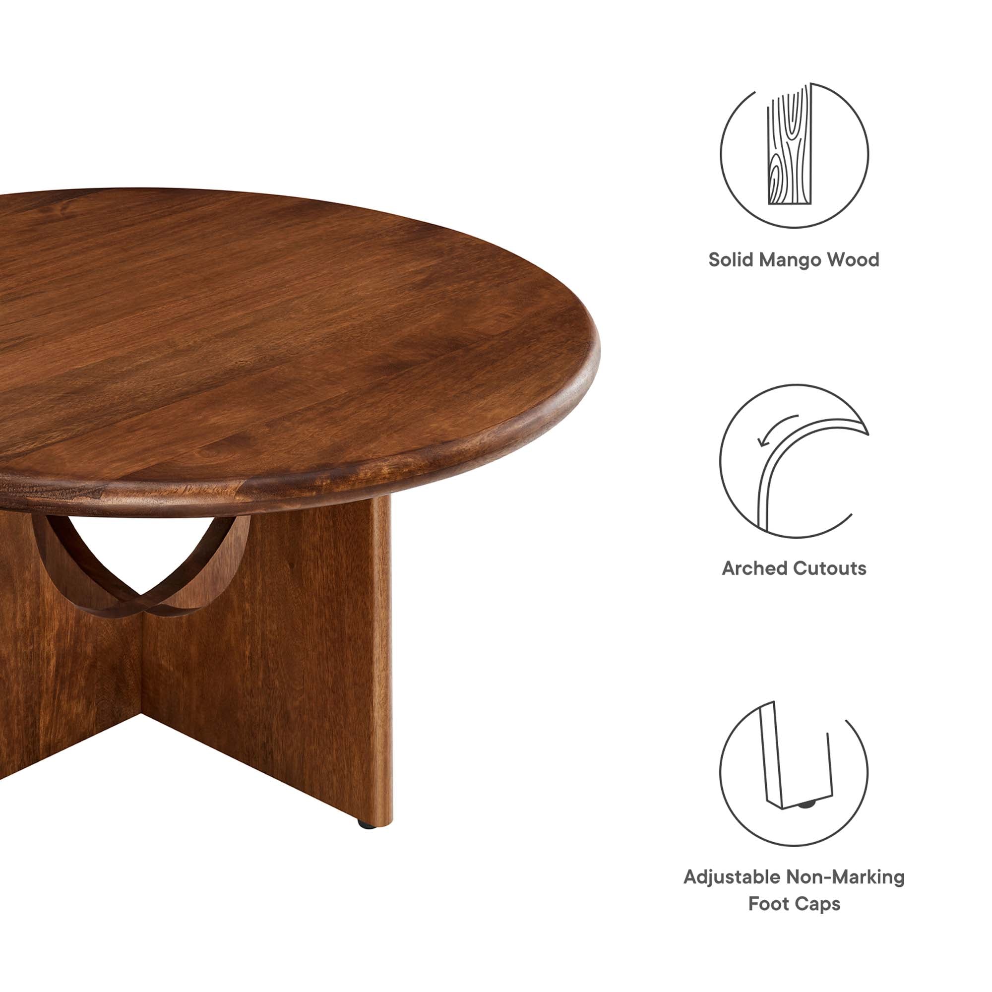 Rivian Round 34" Coffee Table, Walnut