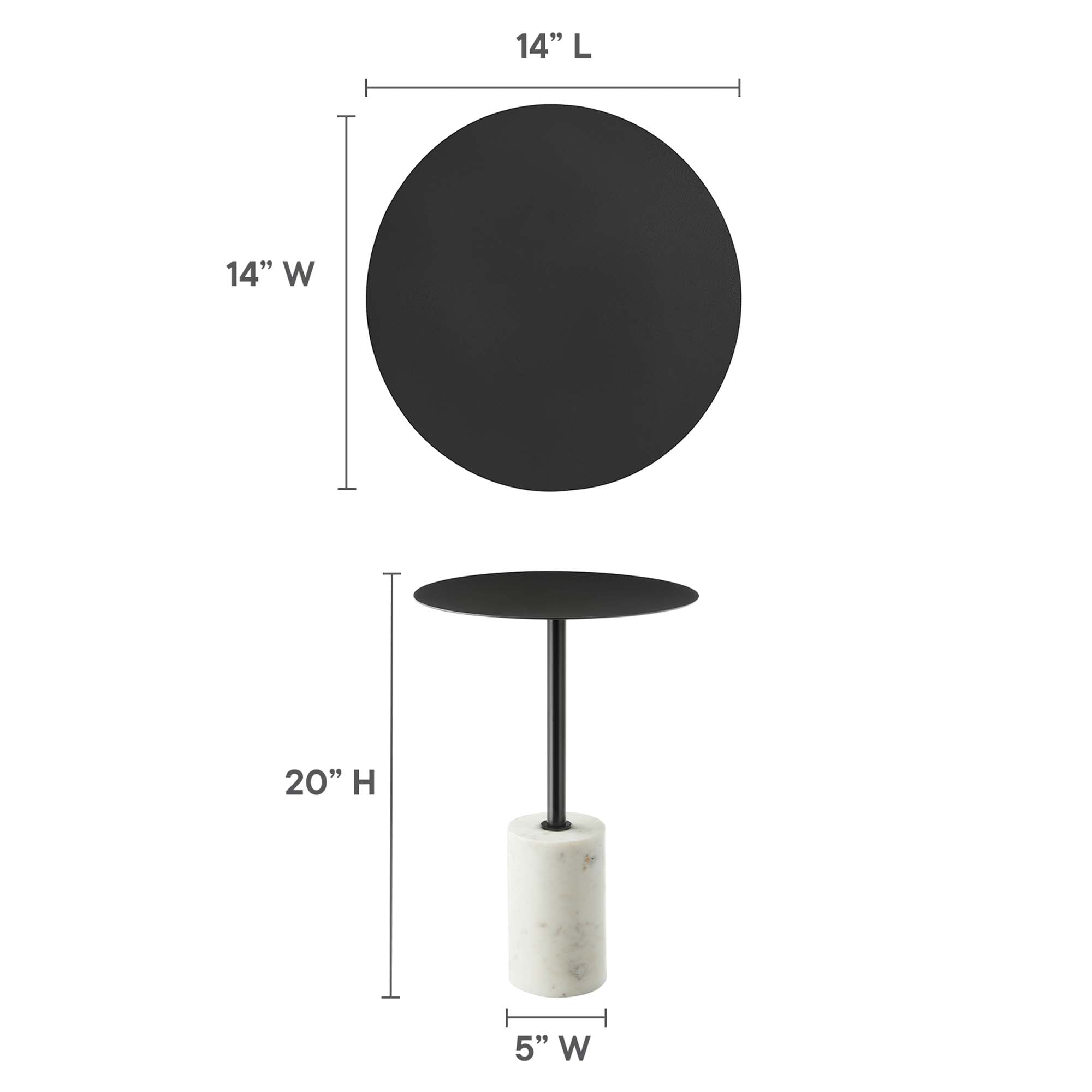 Lyric Round Side Table, White Black