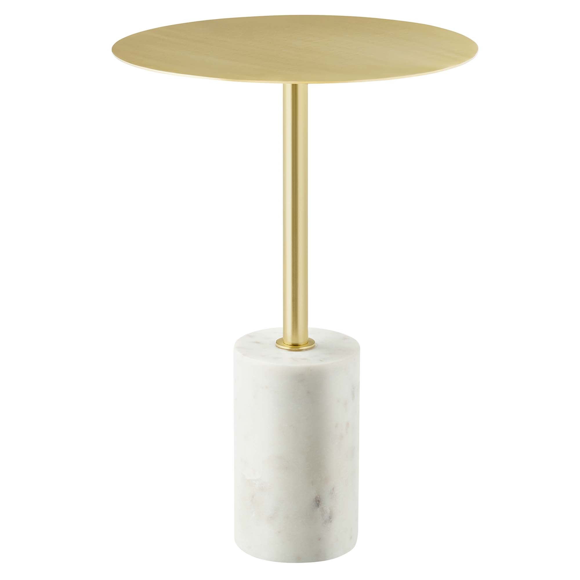 Lyric Round Side Table, White Brass
