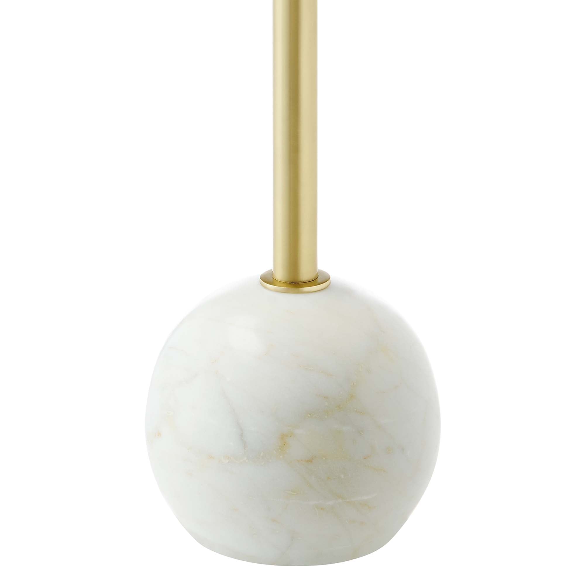 Aliza Round White Marble Side Table, White Brass