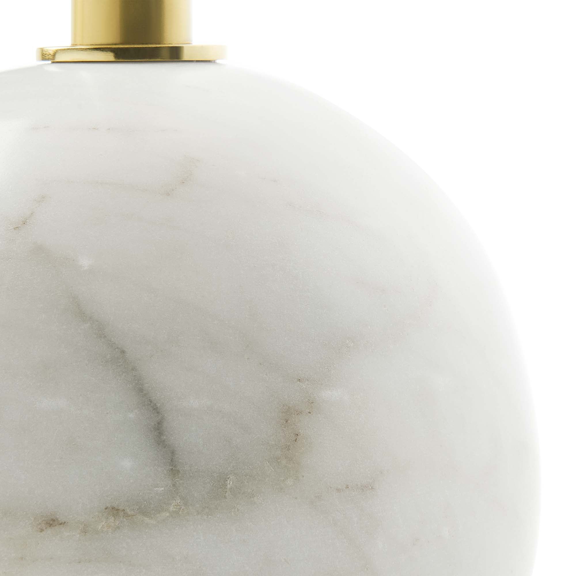 Aliza Round White Marble Side Table, White Brass