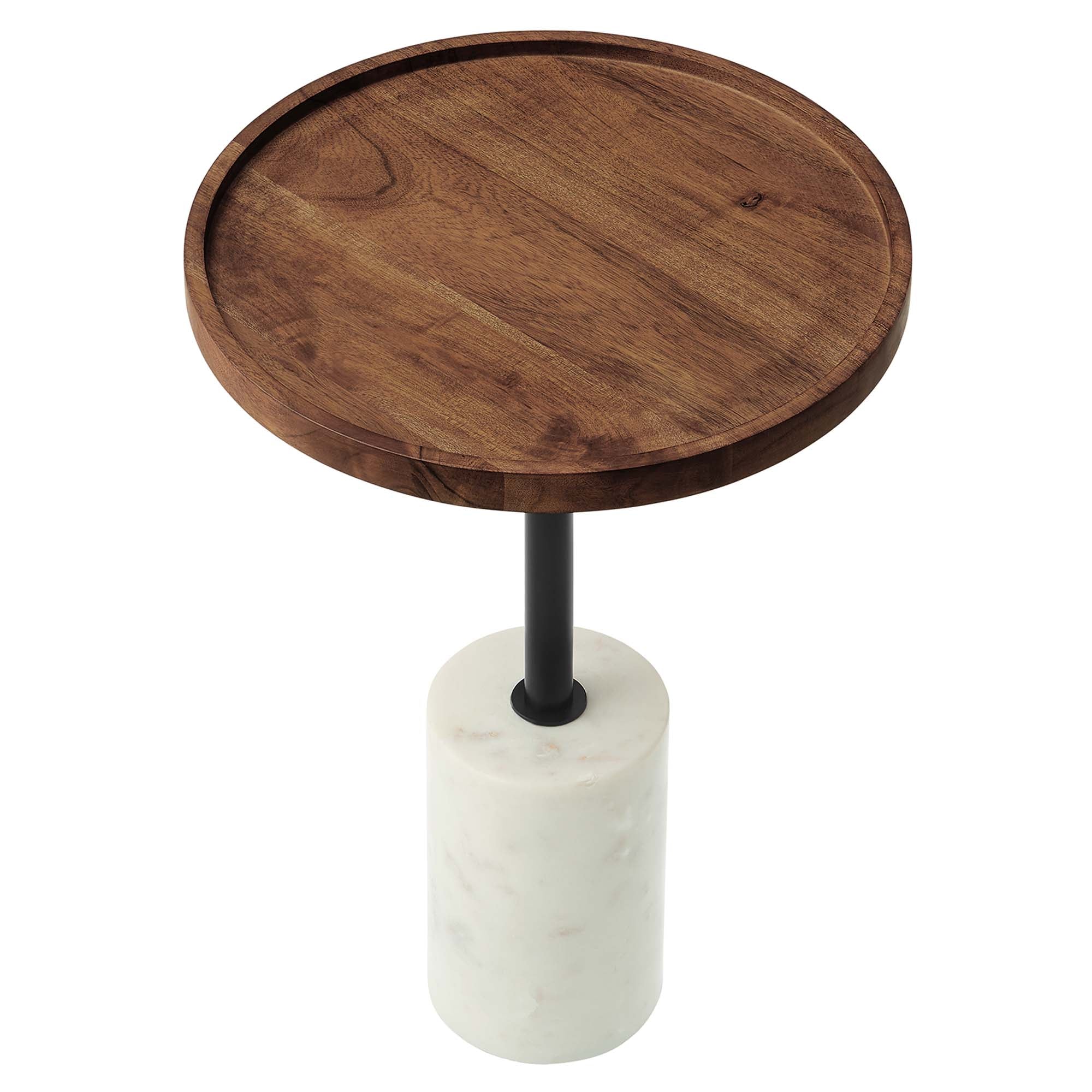 Amina Round Acacia Wood Side Table, White Light Oak
