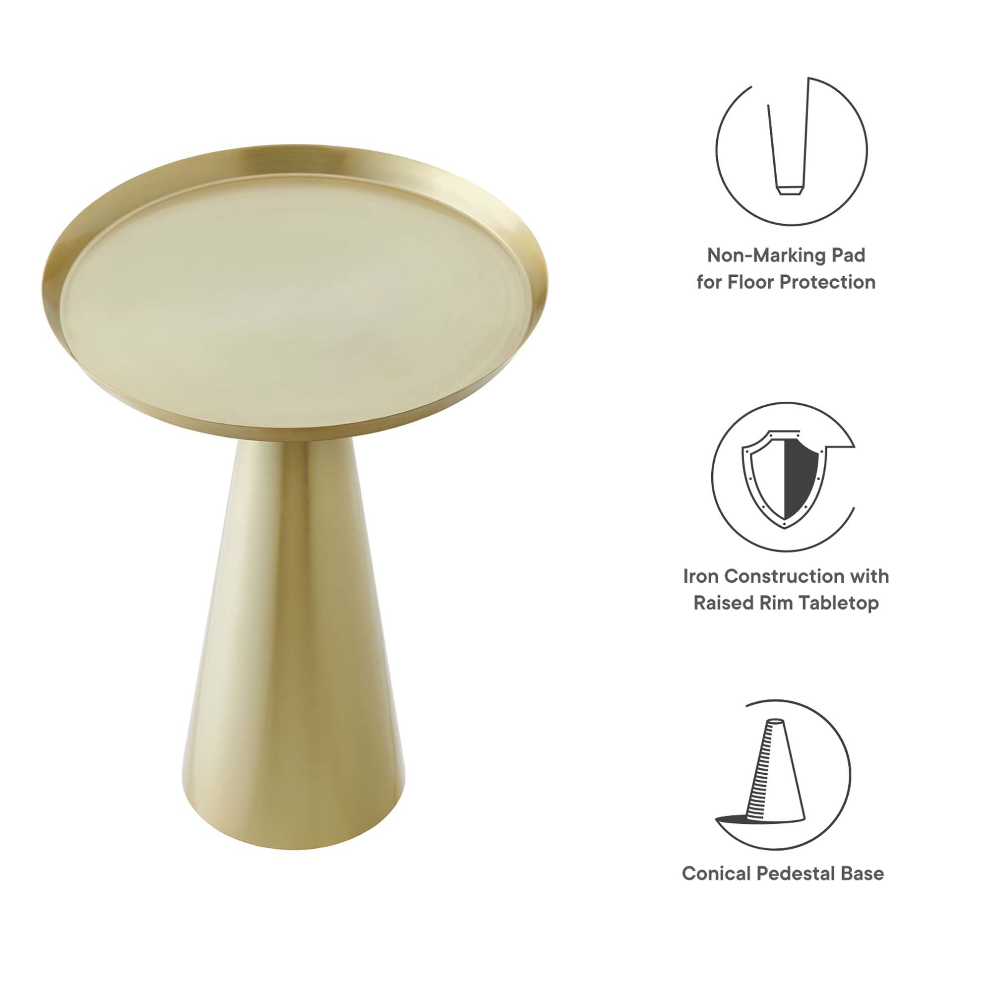 Maren Round Side Table, Brass