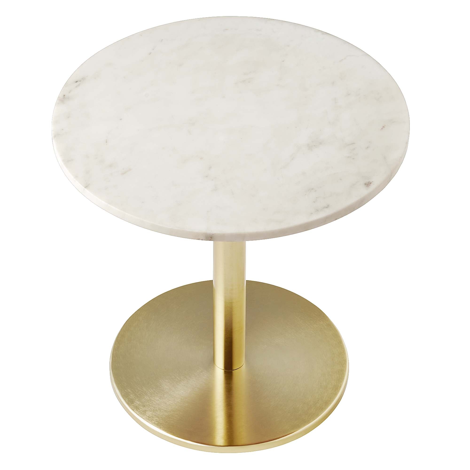Viva Round White Marble Side Table, Brass White