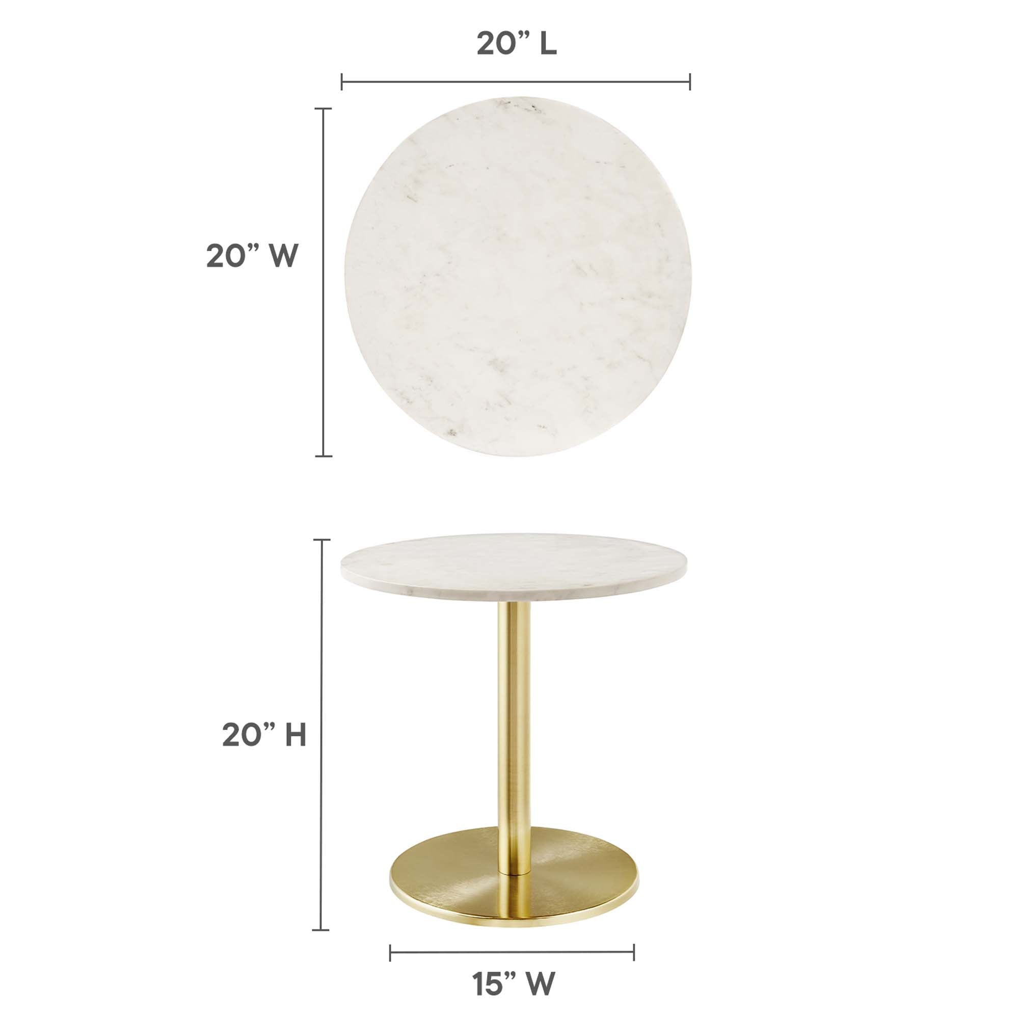 Viva Round White Marble Side Table, Brass White
