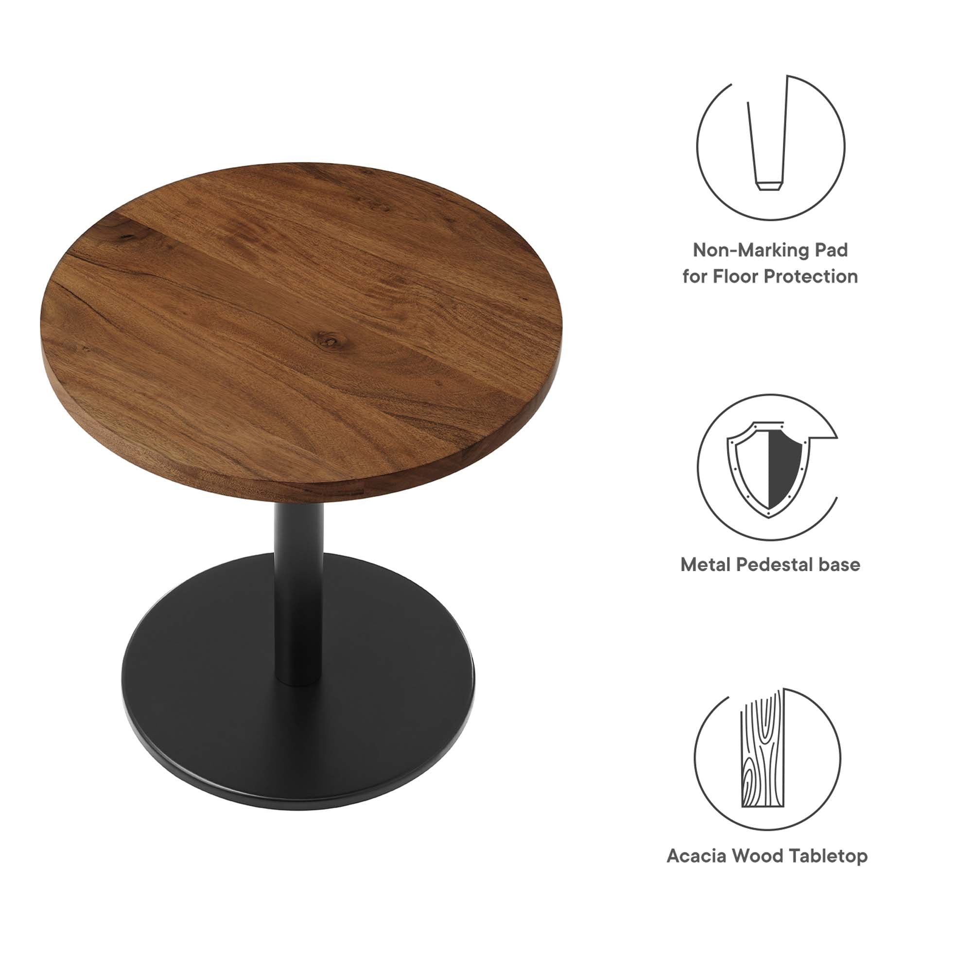 Viva Round Acacia Wood Side Table, Black Light Oak