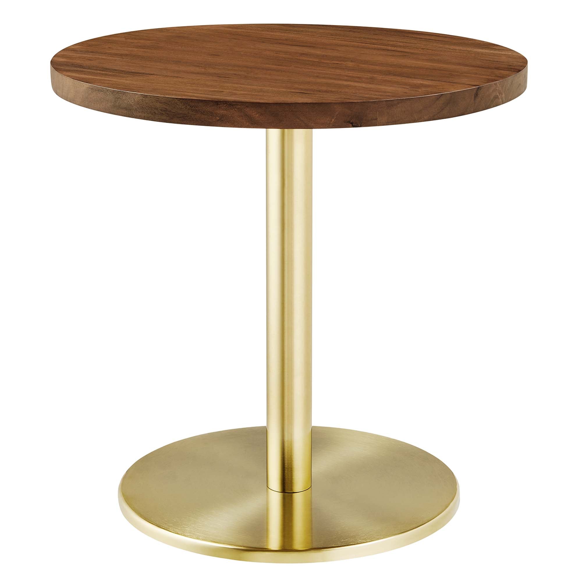 Viva Round Acacia Wood Side Table, Brass Light Oak