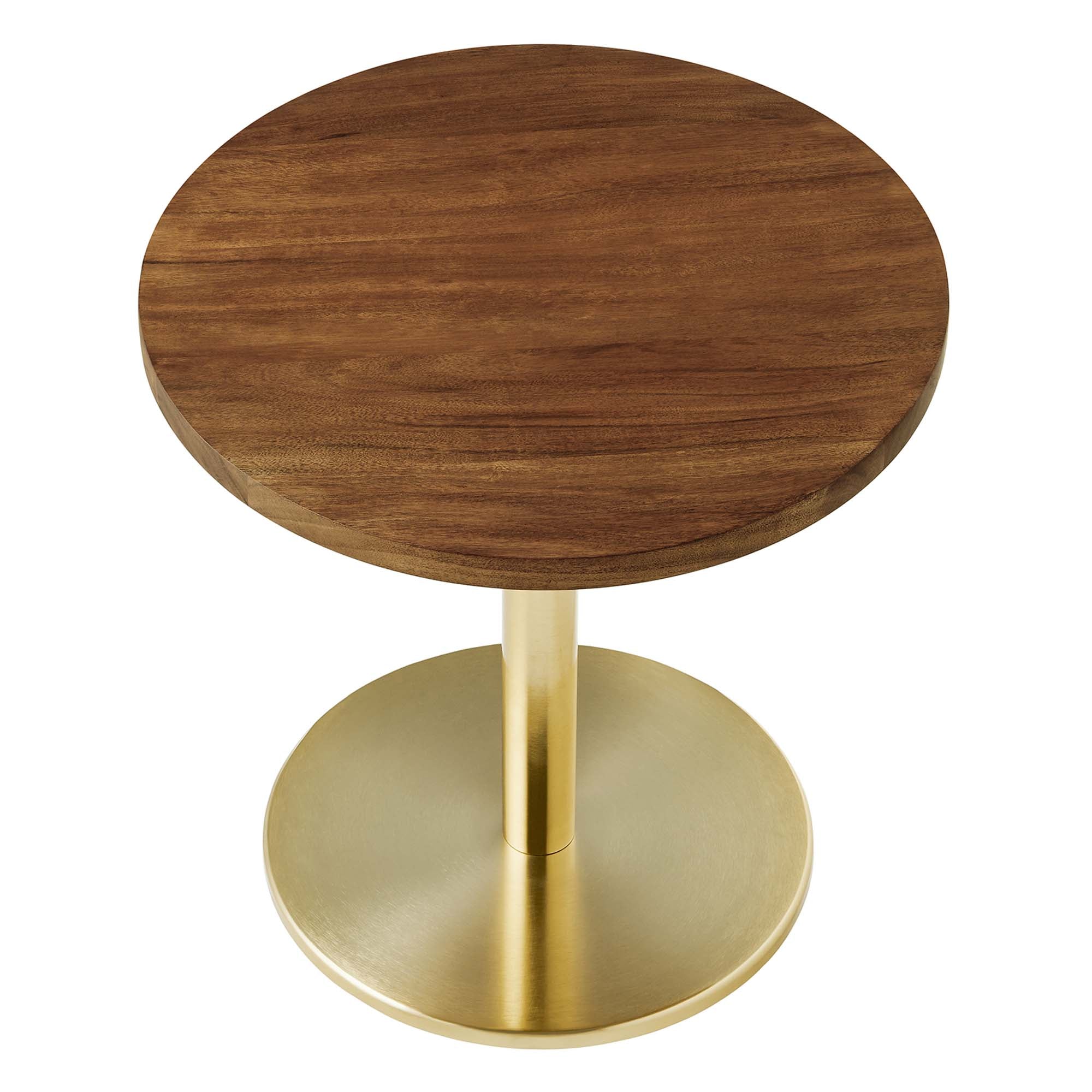 Viva Round Acacia Wood Side Table, Brass Light Oak