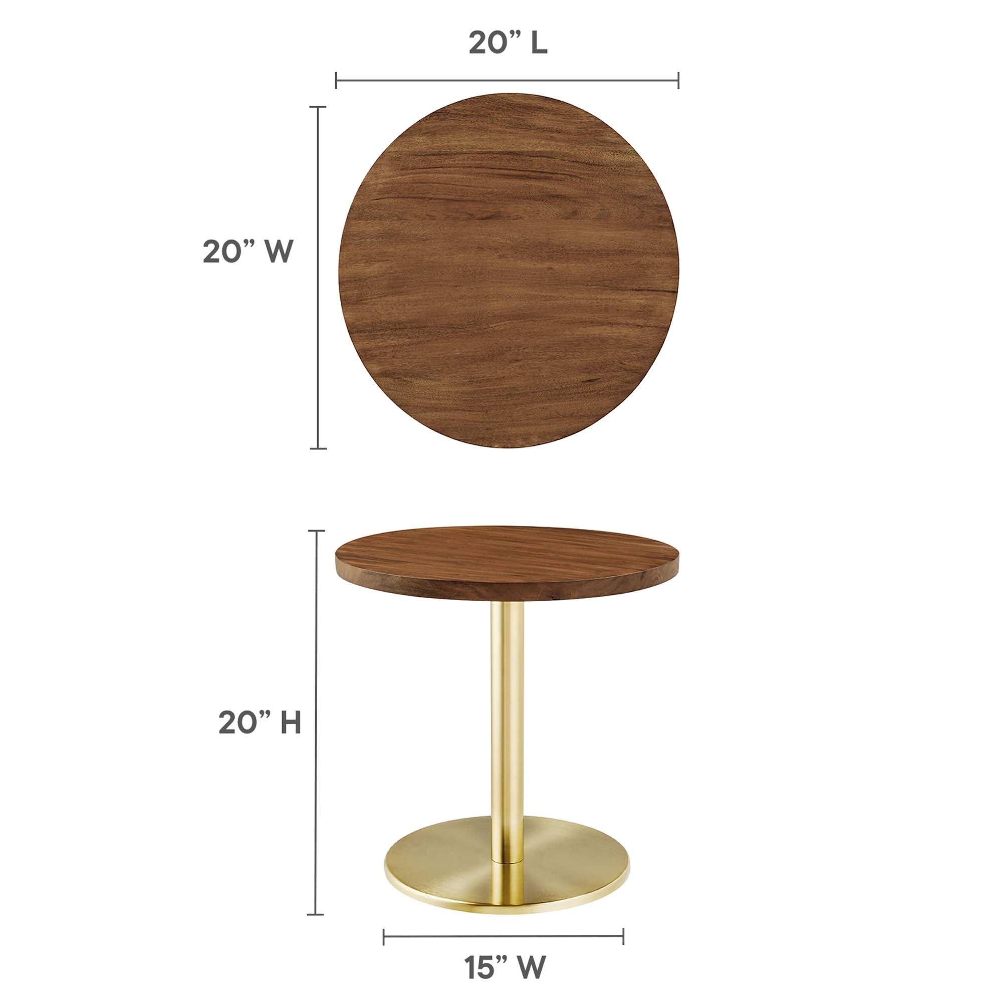 Viva Round Acacia Wood Side Table, Brass Light Oak