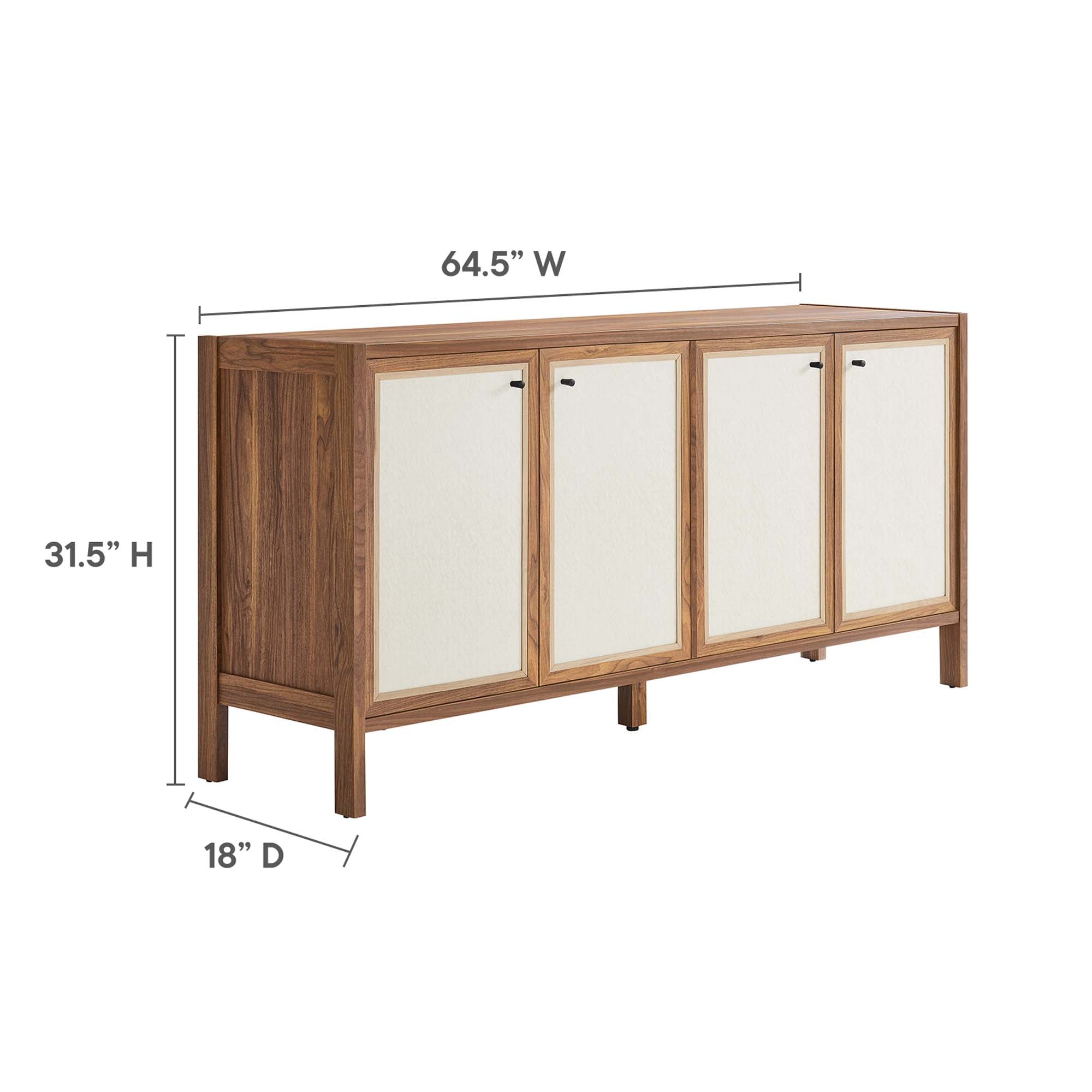 Capri 65" Wood Grain Sideboard Storage Cabinet, Walnut