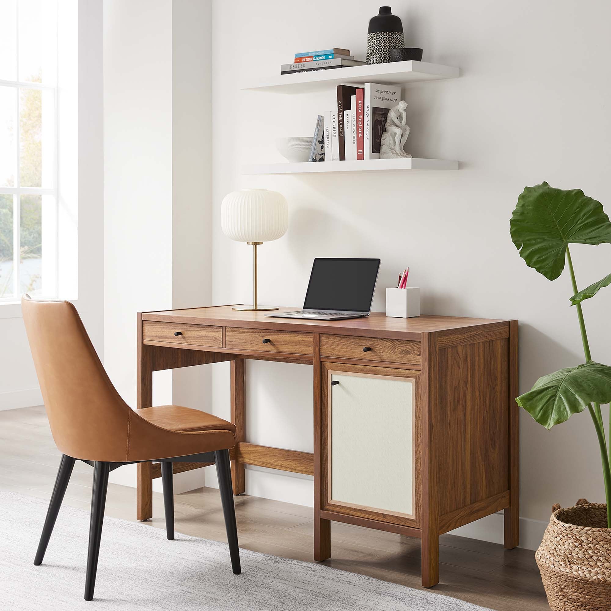 Capri 49" Wood Grain Office Desk, Walnut