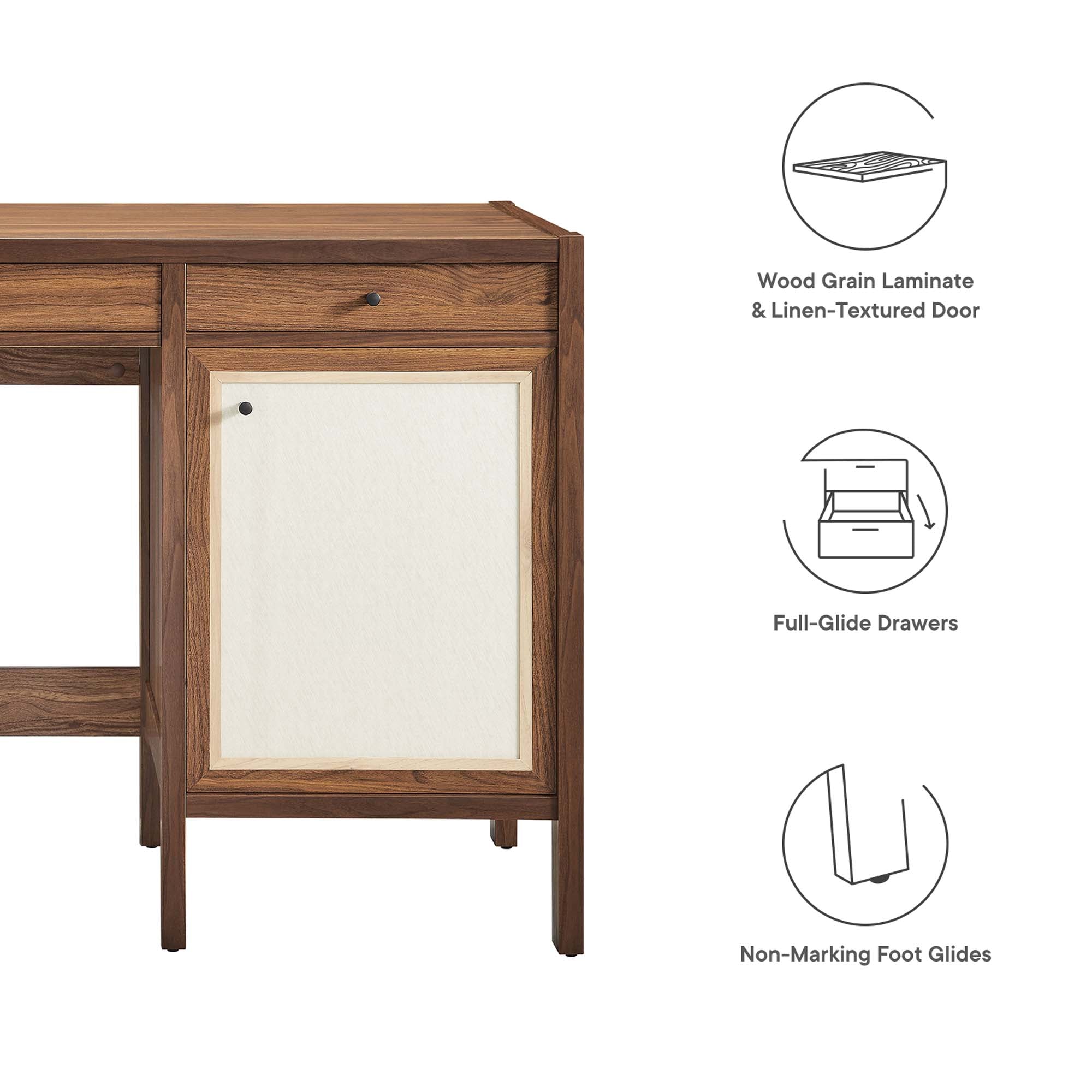 Capri 49" Wood Grain Office Desk, Walnut