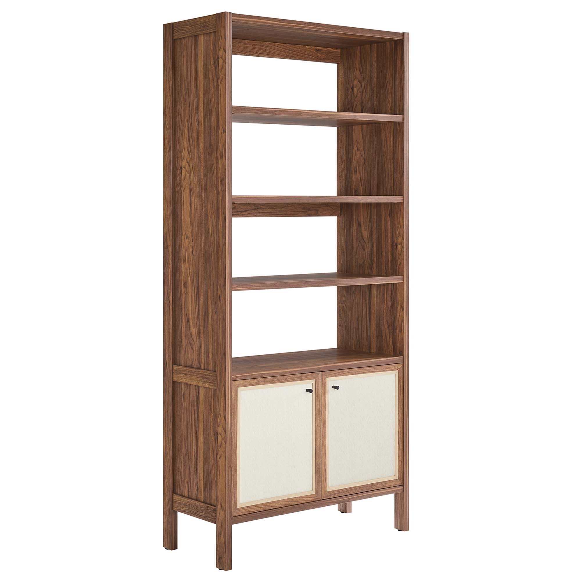 Capri 4-Shelf Wood Grain Bookcase, Walnut