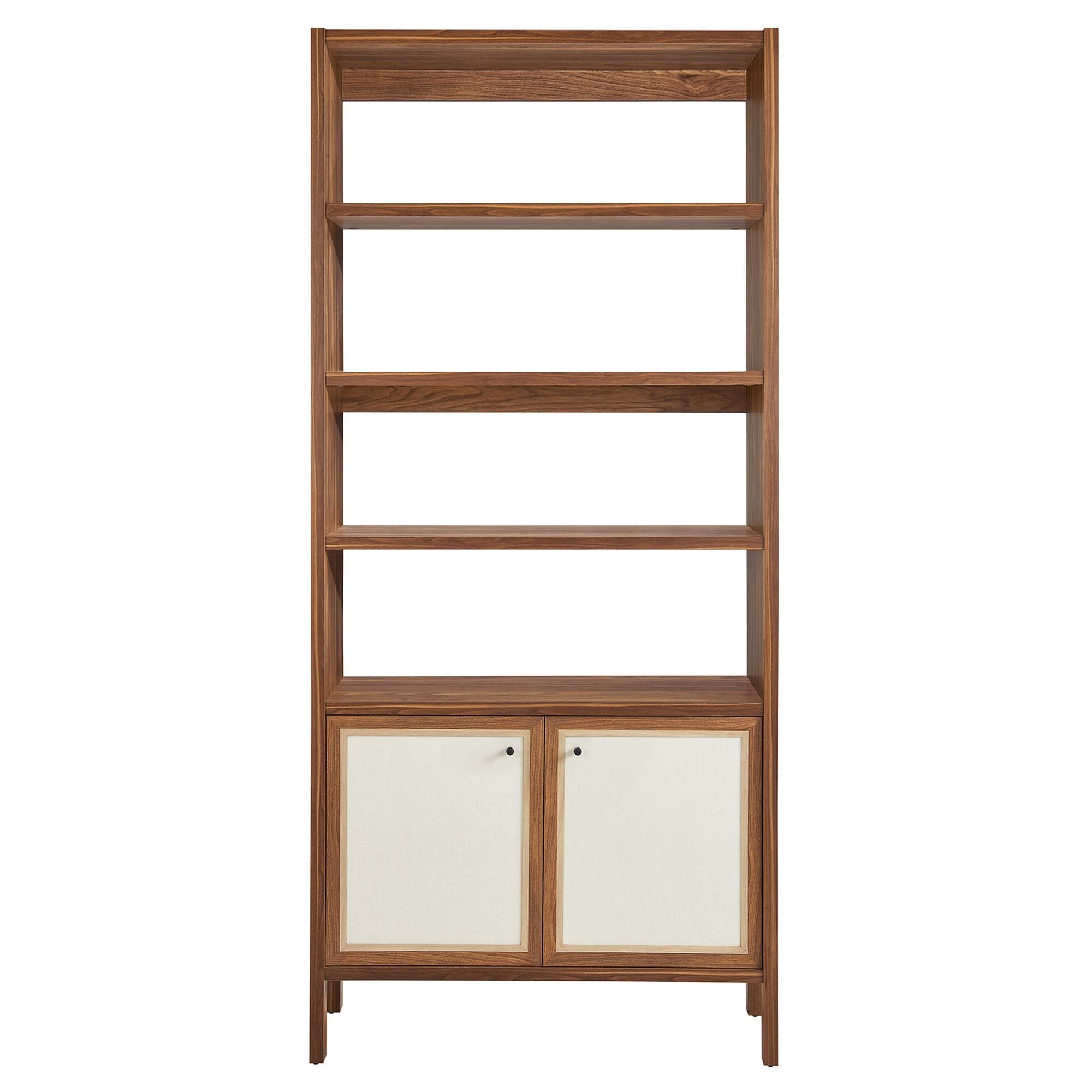 Capri 4-Shelf Wood Grain Bookcase, Walnut