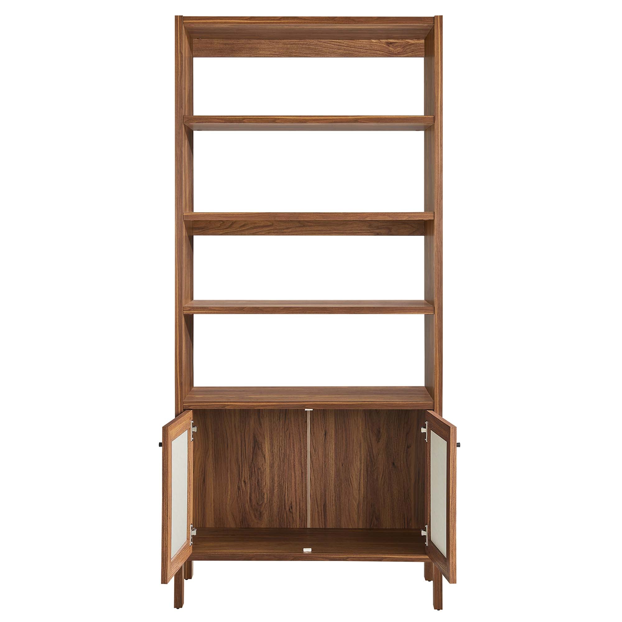 Capri 4-Shelf Wood Grain Bookcase, Walnut