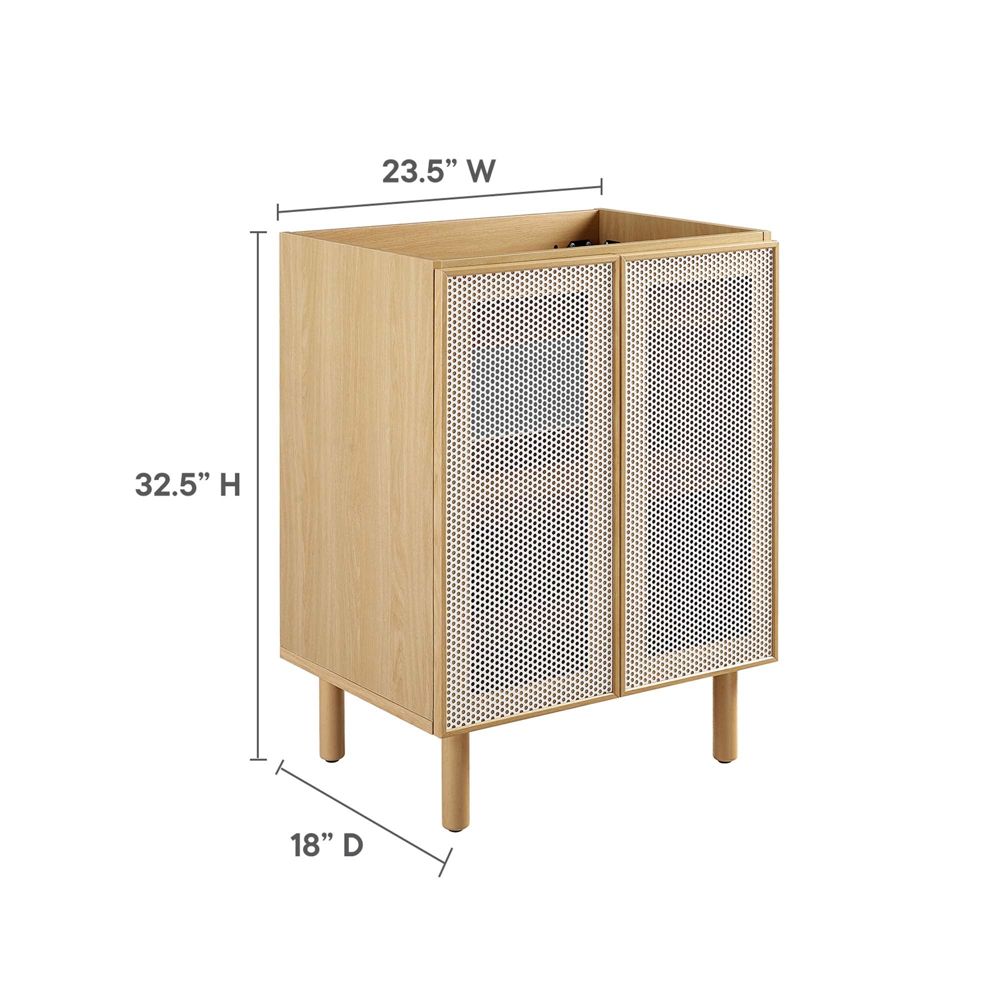 Calla 24" Perforated Metal Bathroom Vanity Cabinet (Sink Basin Not Included), Oak