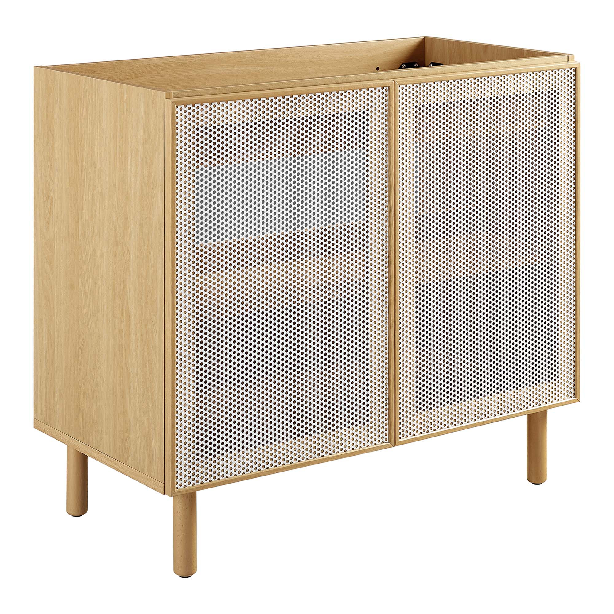Calla 36" Perforated Metal Bathroom Vanity Cabinet (Sink Basin Not Included), Oak