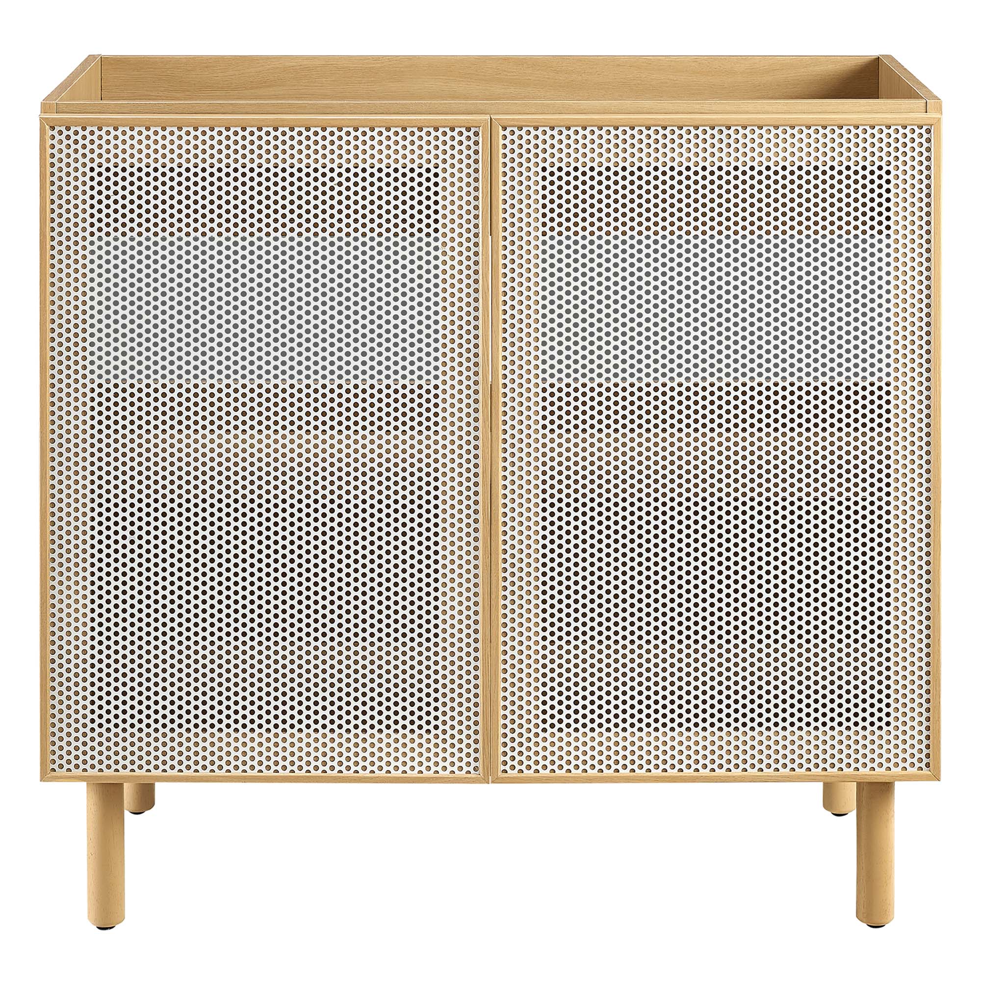 Calla 36" Perforated Metal Bathroom Vanity Cabinet (Sink Basin Not Included), Oak