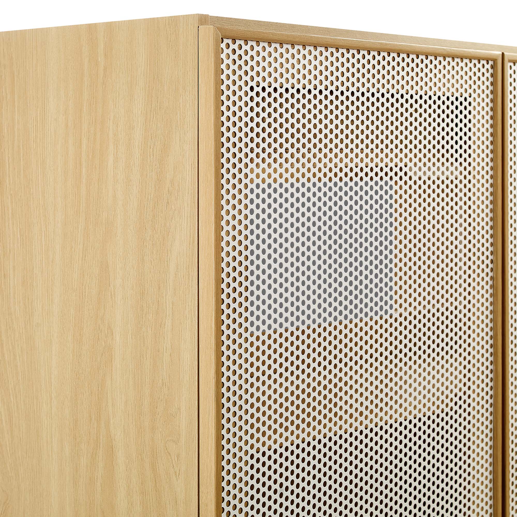 Calla 36" Perforated Metal Bathroom Vanity Cabinet (Sink Basin Not Included), Oak
