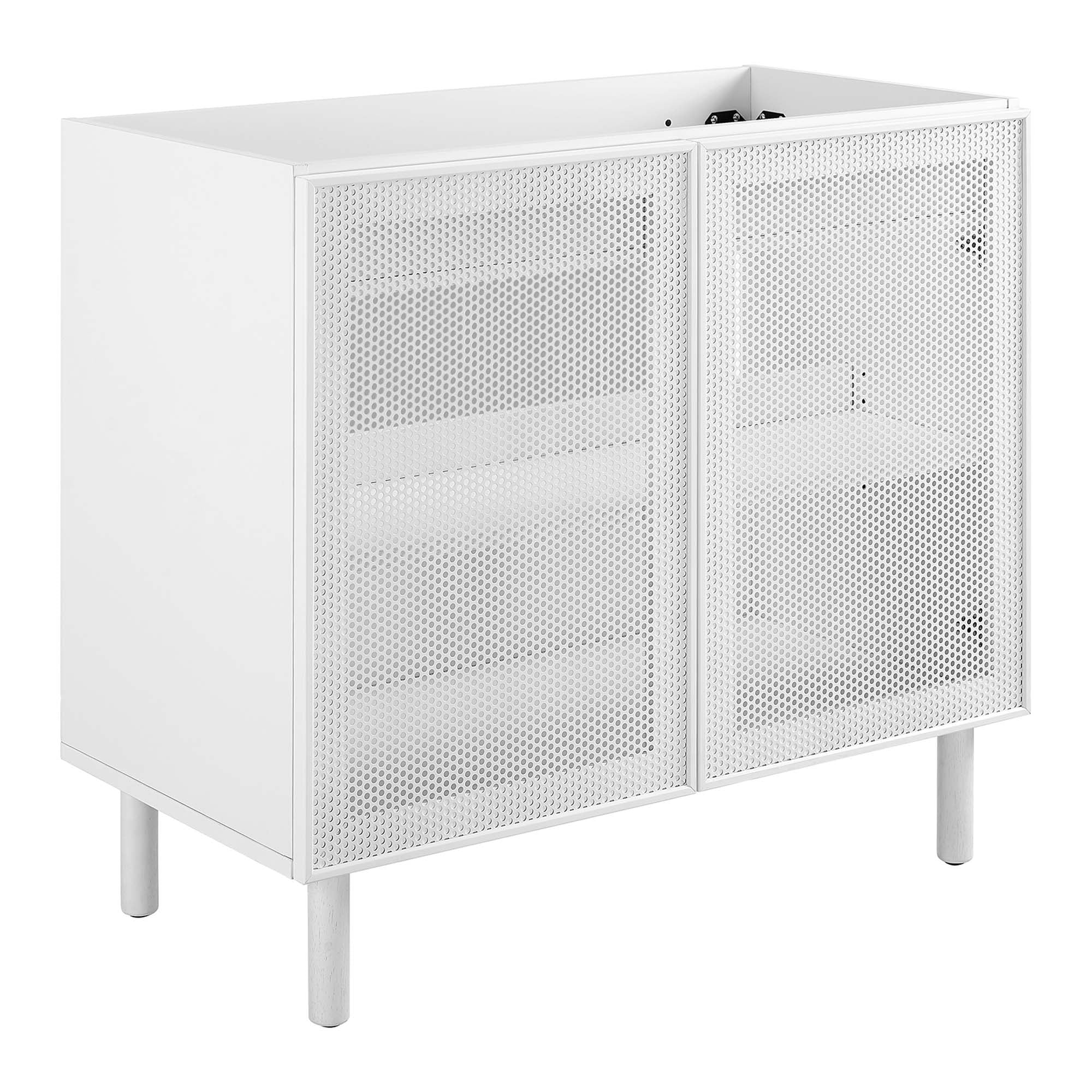 Calla 36" Perforated Metal Bathroom Vanity Cabinet (Sink Basin Not Included), White