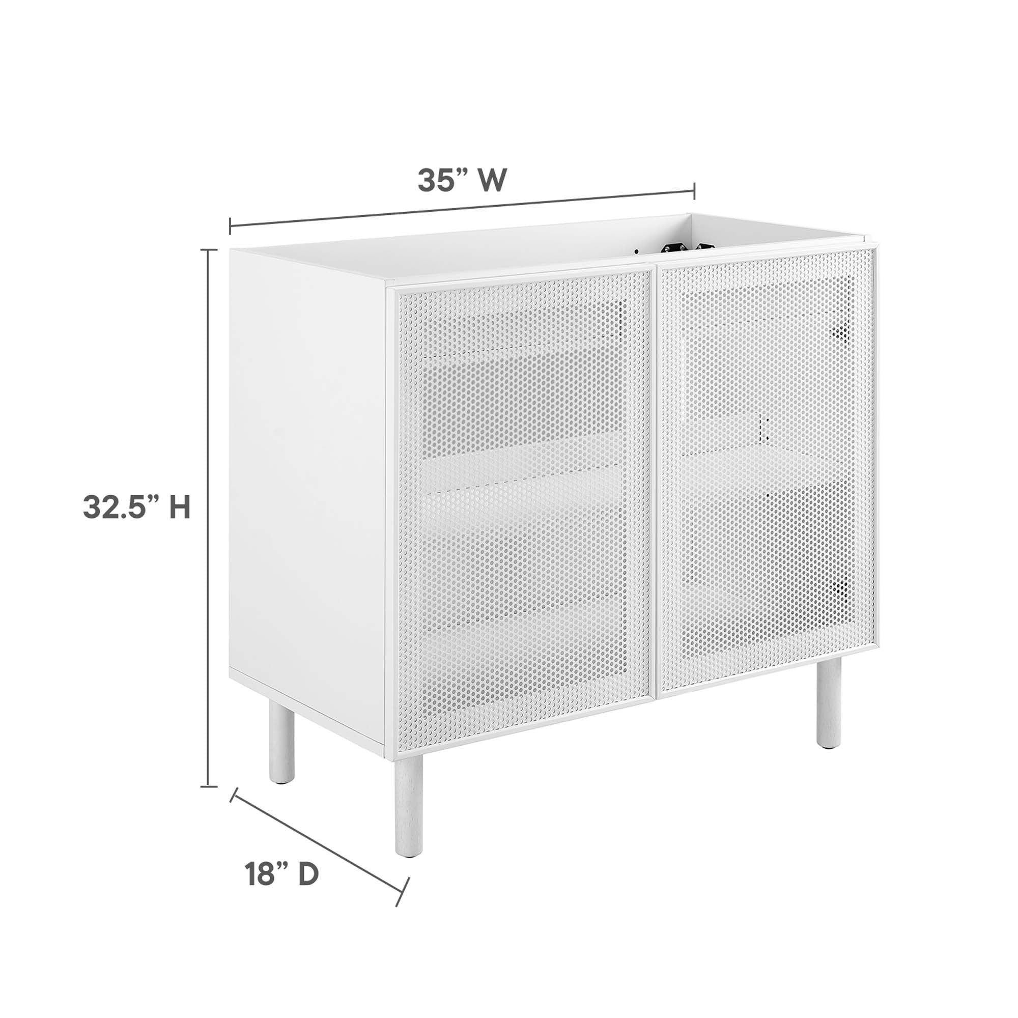 Calla 36" Perforated Metal Bathroom Vanity Cabinet (Sink Basin Not Included), White