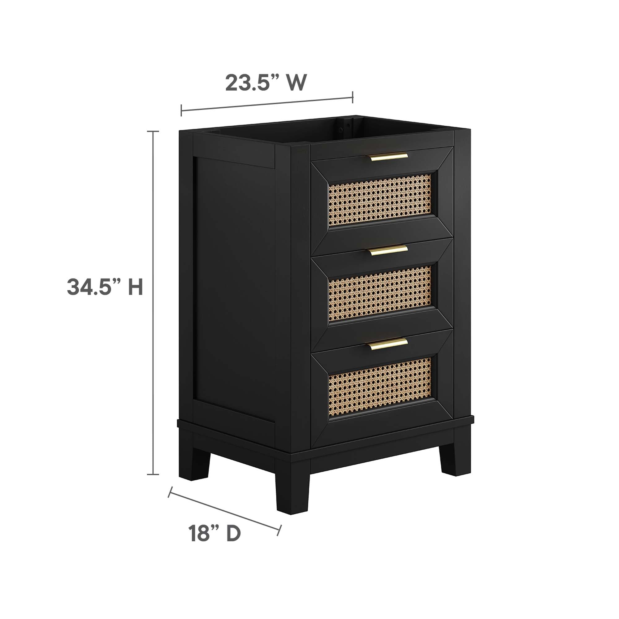 Dixie 24" Solid Wood Bathroom Vanity Cabinet (Sink Basin Not Included), Black