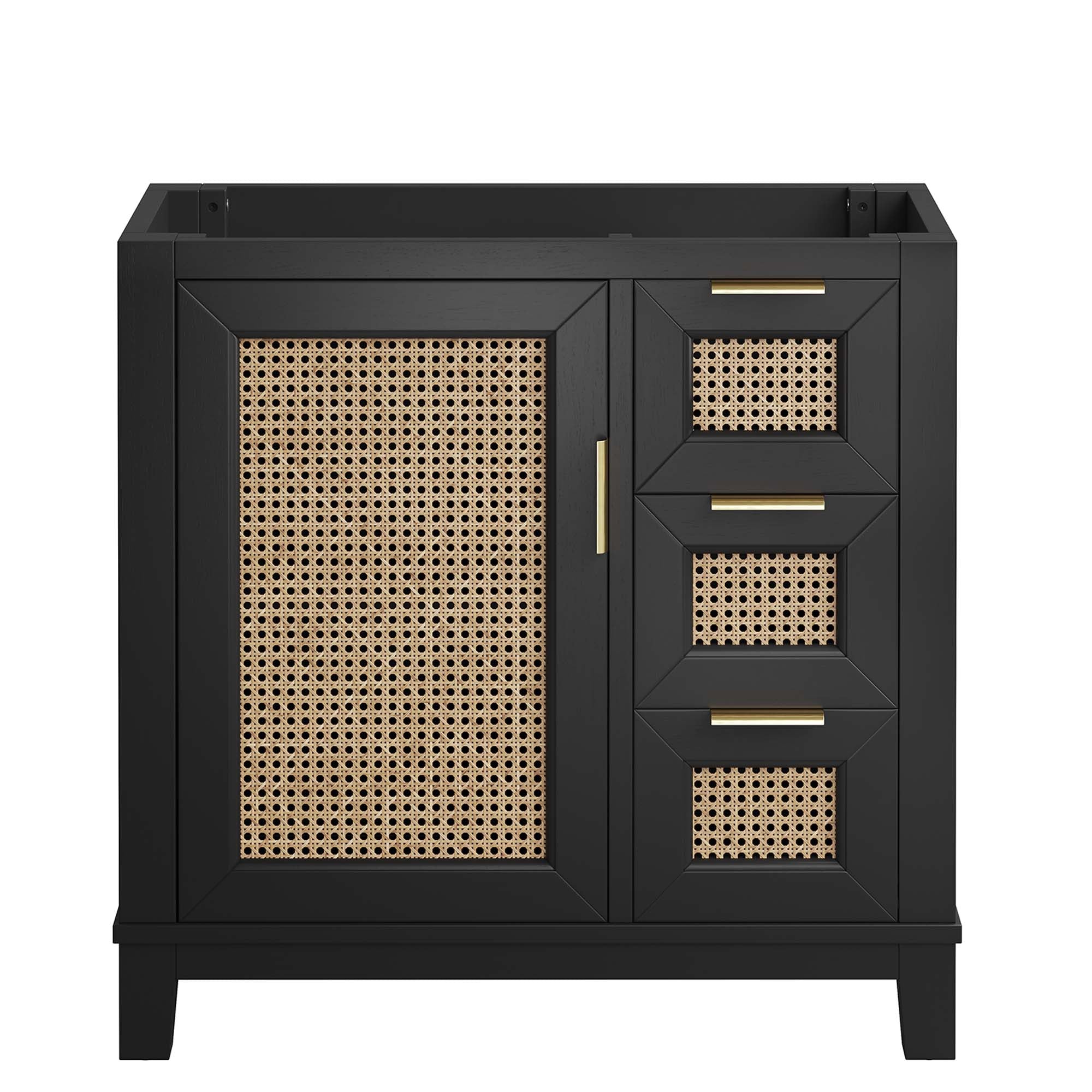 Dixie 36" Solid Wood Bathroom Vanity Cabinet (Sink Basin Not Included), Black