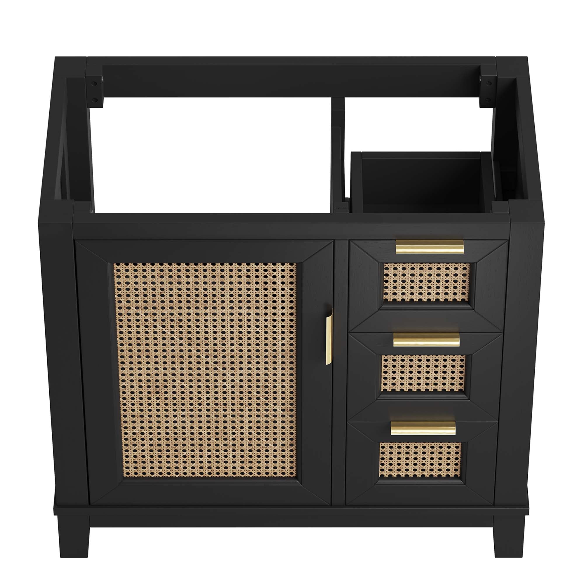 Dixie 36" Solid Wood Bathroom Vanity Cabinet (Sink Basin Not Included), Black