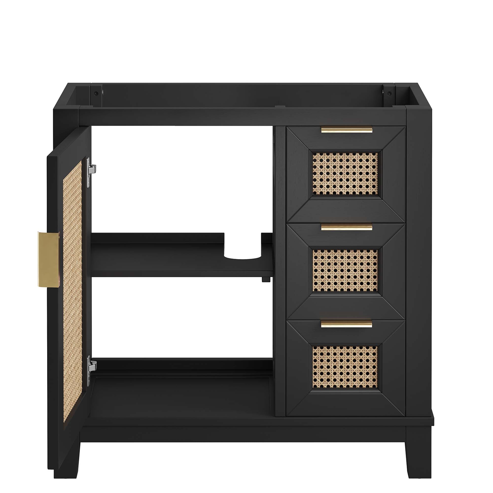 Dixie 36" Solid Wood Bathroom Vanity Cabinet (Sink Basin Not Included), Black
