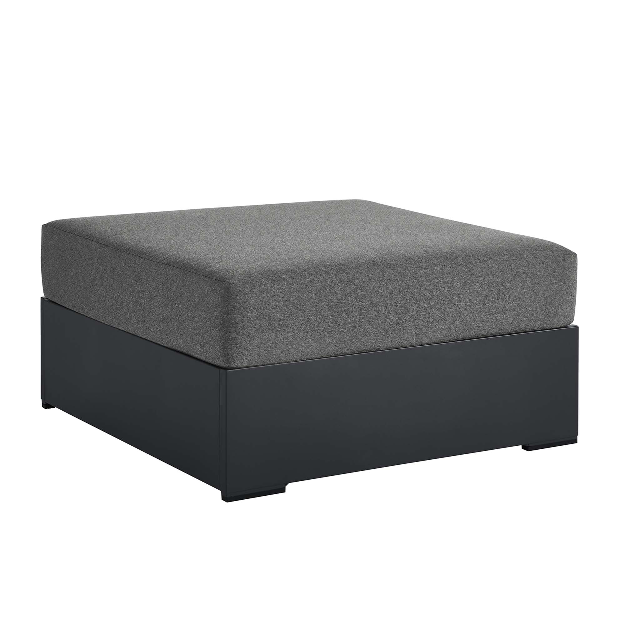 Tahoe Outdoor Patio Powder-Coated Aluminum Ottoman, Gray Charcoal