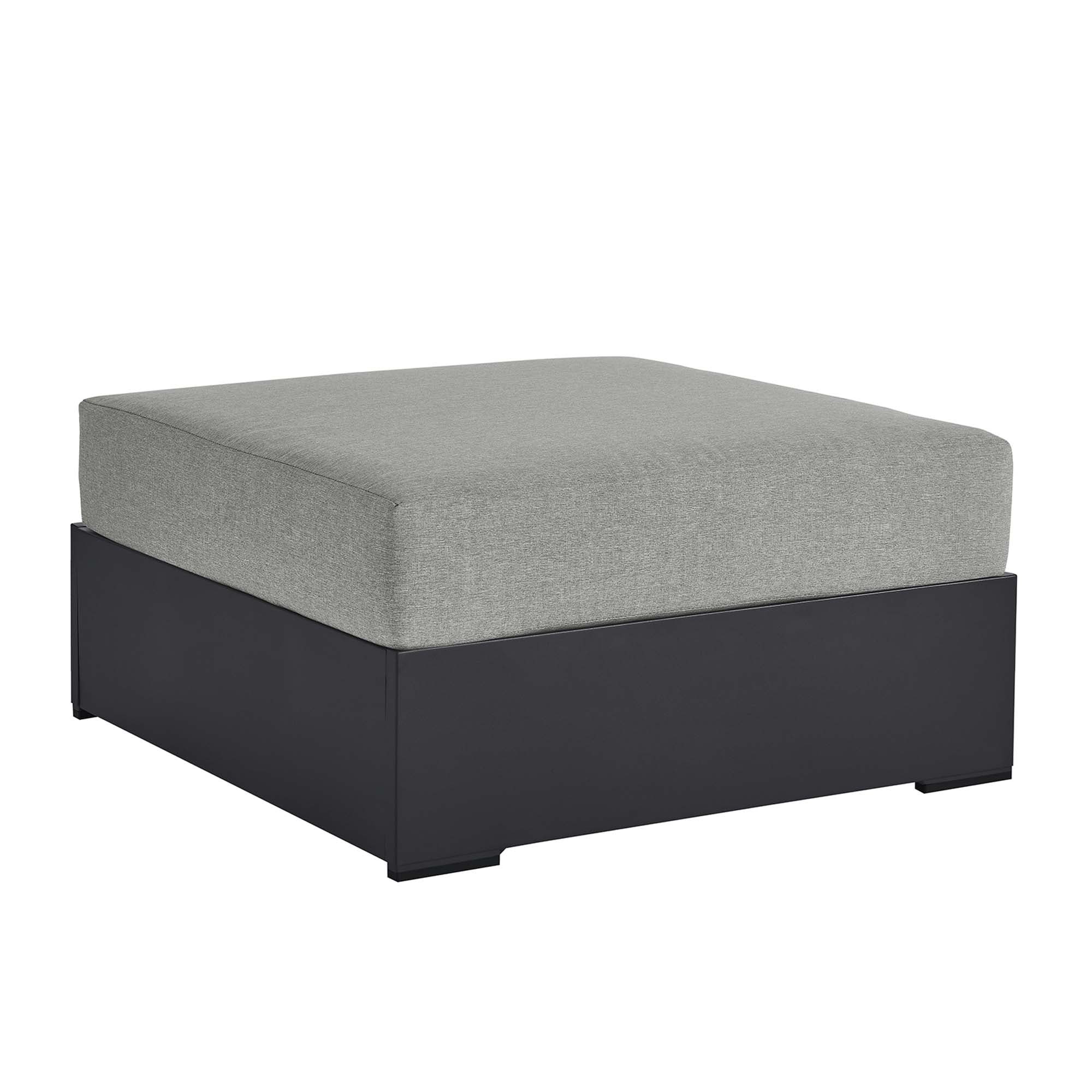 Tahoe Outdoor Patio Powder-Coated Aluminum Ottoman, Gray Gray