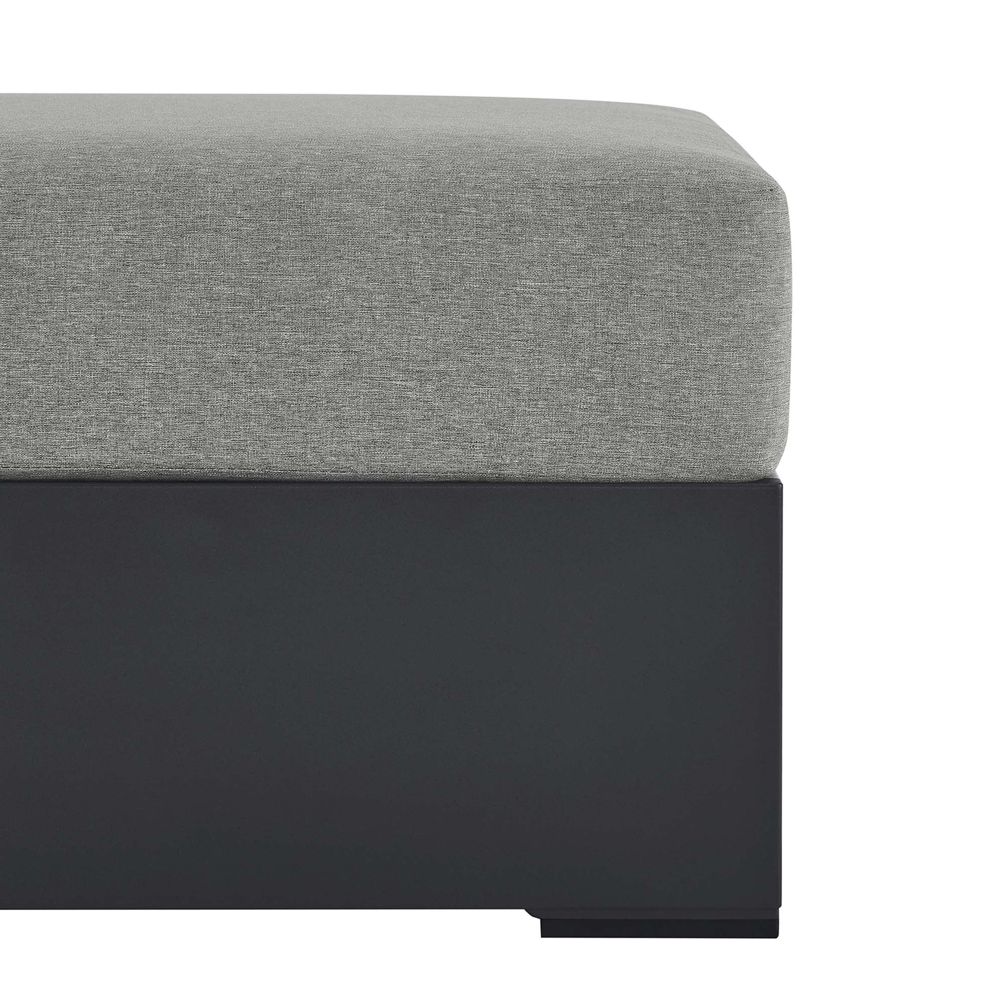 Tahoe Outdoor Patio Powder-Coated Aluminum Ottoman, Gray Gray
