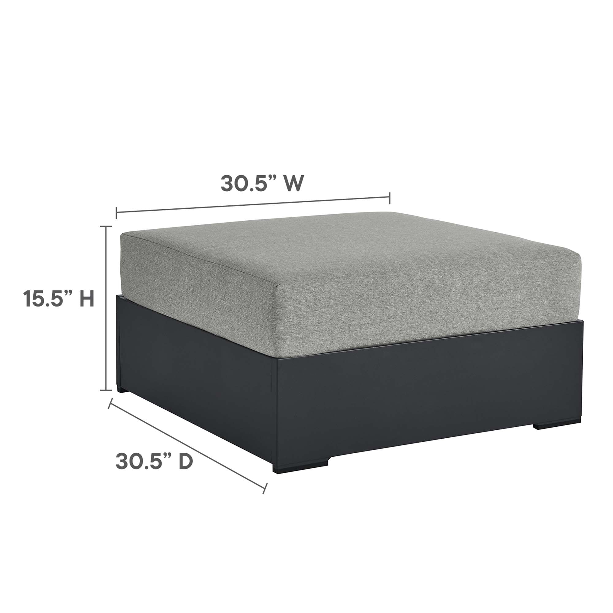 Tahoe Outdoor Patio Powder-Coated Aluminum Ottoman, Gray Gray