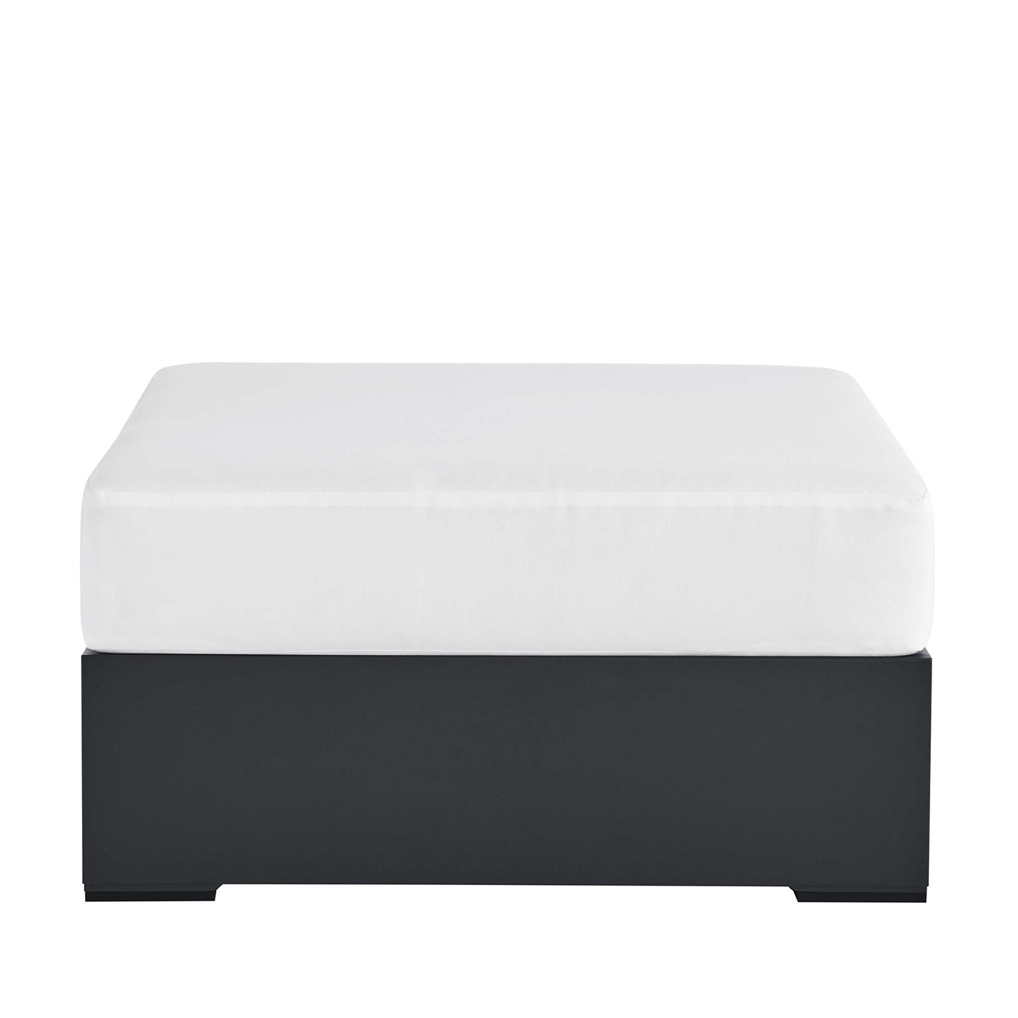 Tahoe Outdoor Patio Powder-Coated Aluminum Ottoman, Gray White