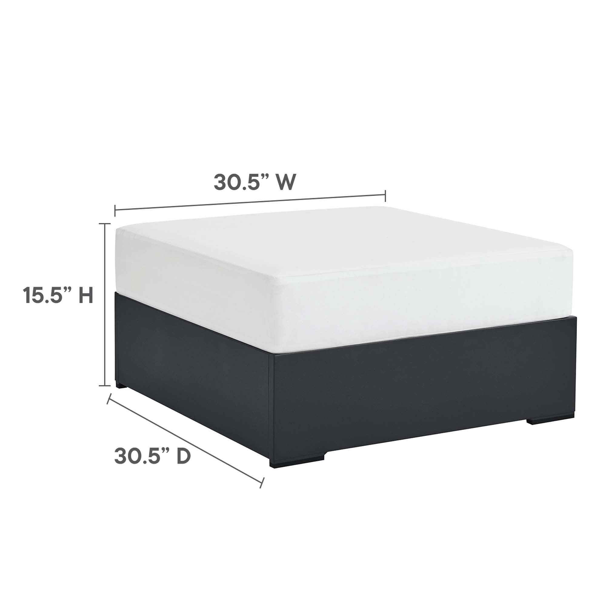 Tahoe Outdoor Patio Powder-Coated Aluminum Ottoman, Gray White