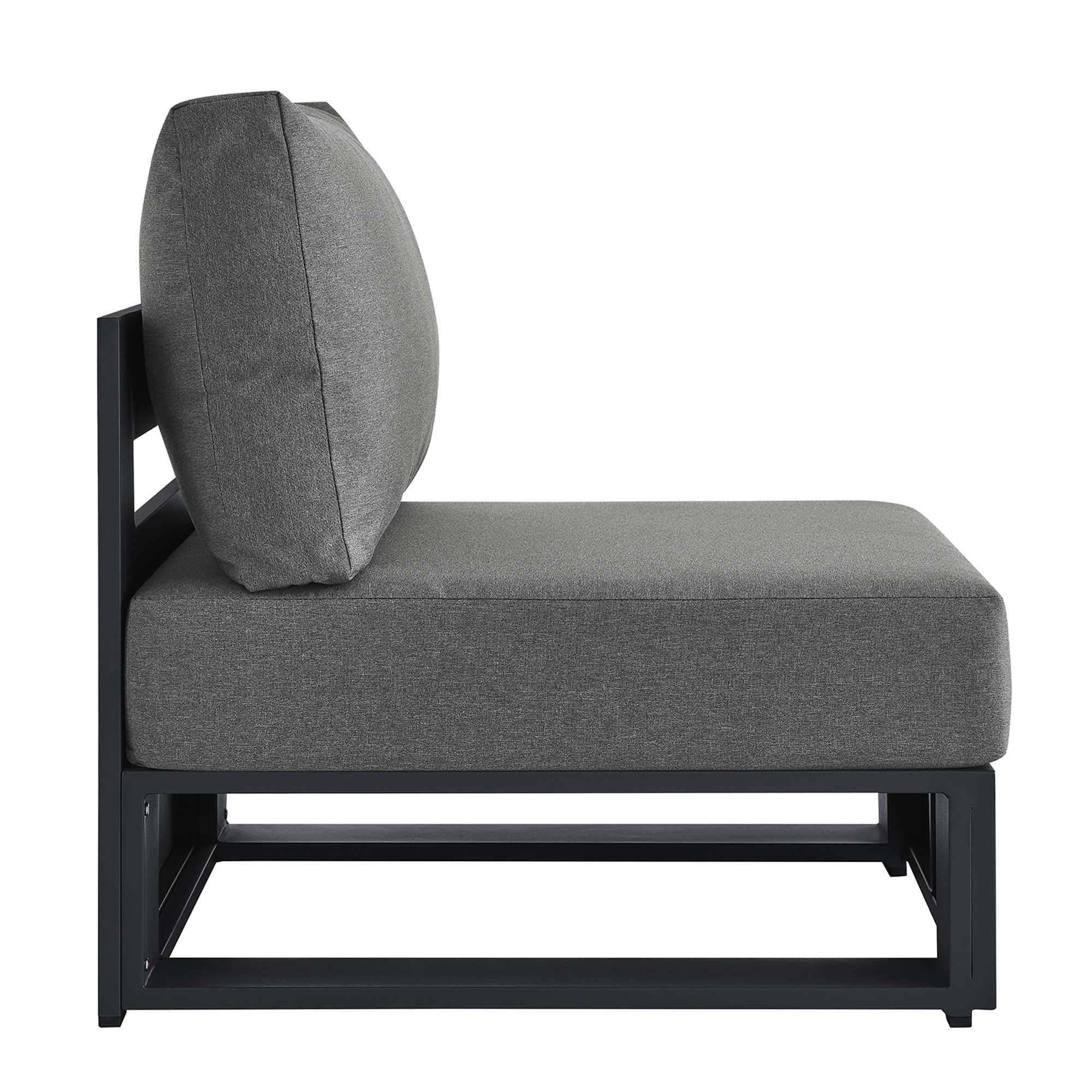 Tahoe Outdoor Patio Powder-Coated Aluminum Modular Armless Chair, Gray Charcoal