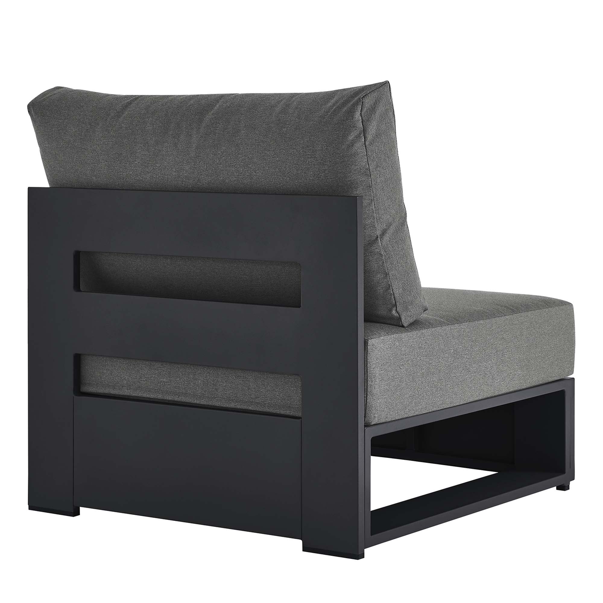 Tahoe Outdoor Patio Powder-Coated Aluminum Modular Armless Chair, Gray Charcoal
